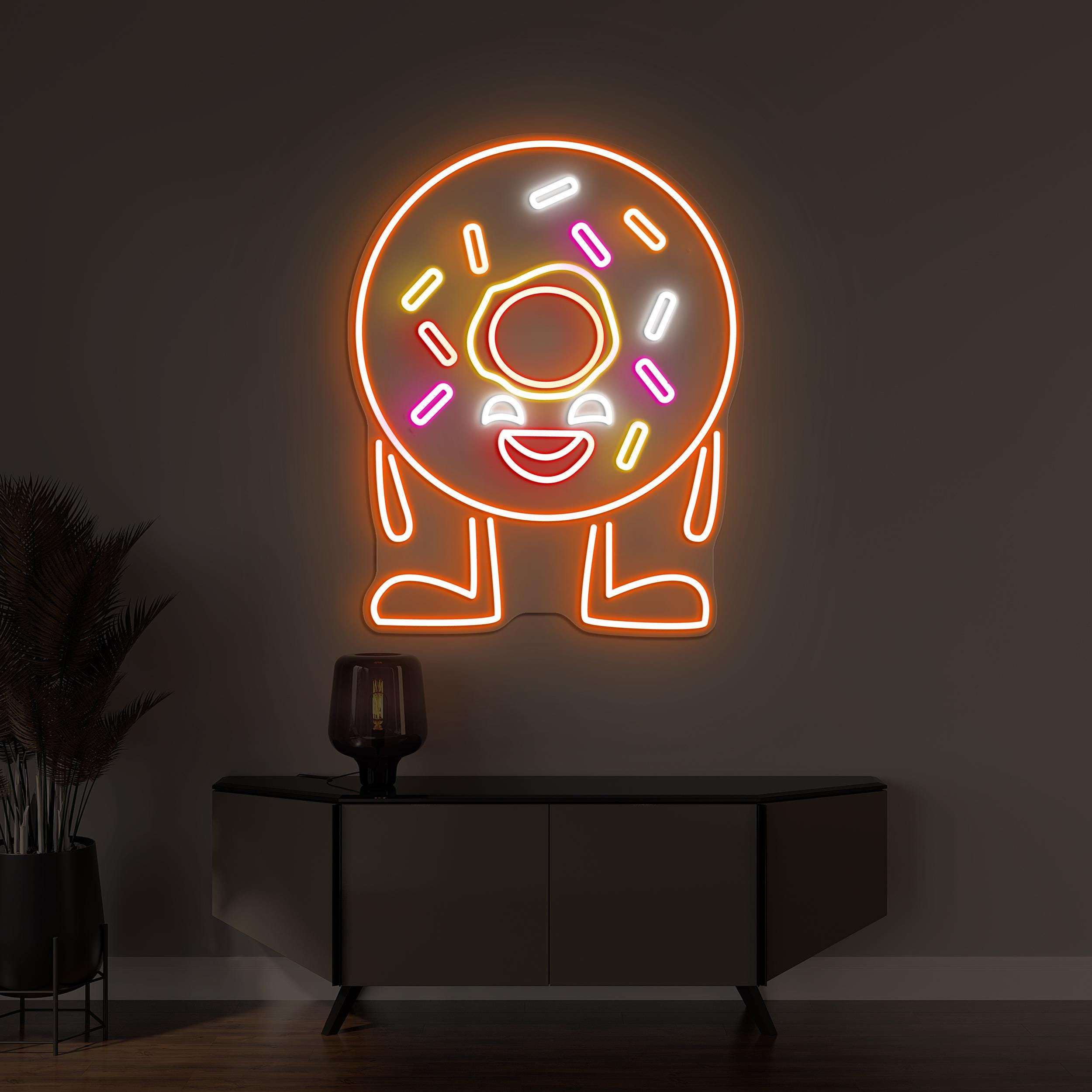Donut Neon Sign, Donut LED Light, Yummy Donut Wall Art, Happy Donut Wall Art, Cafe Wall Decor, Home Wall Decor, Kitchen Decor, Donut Lover's