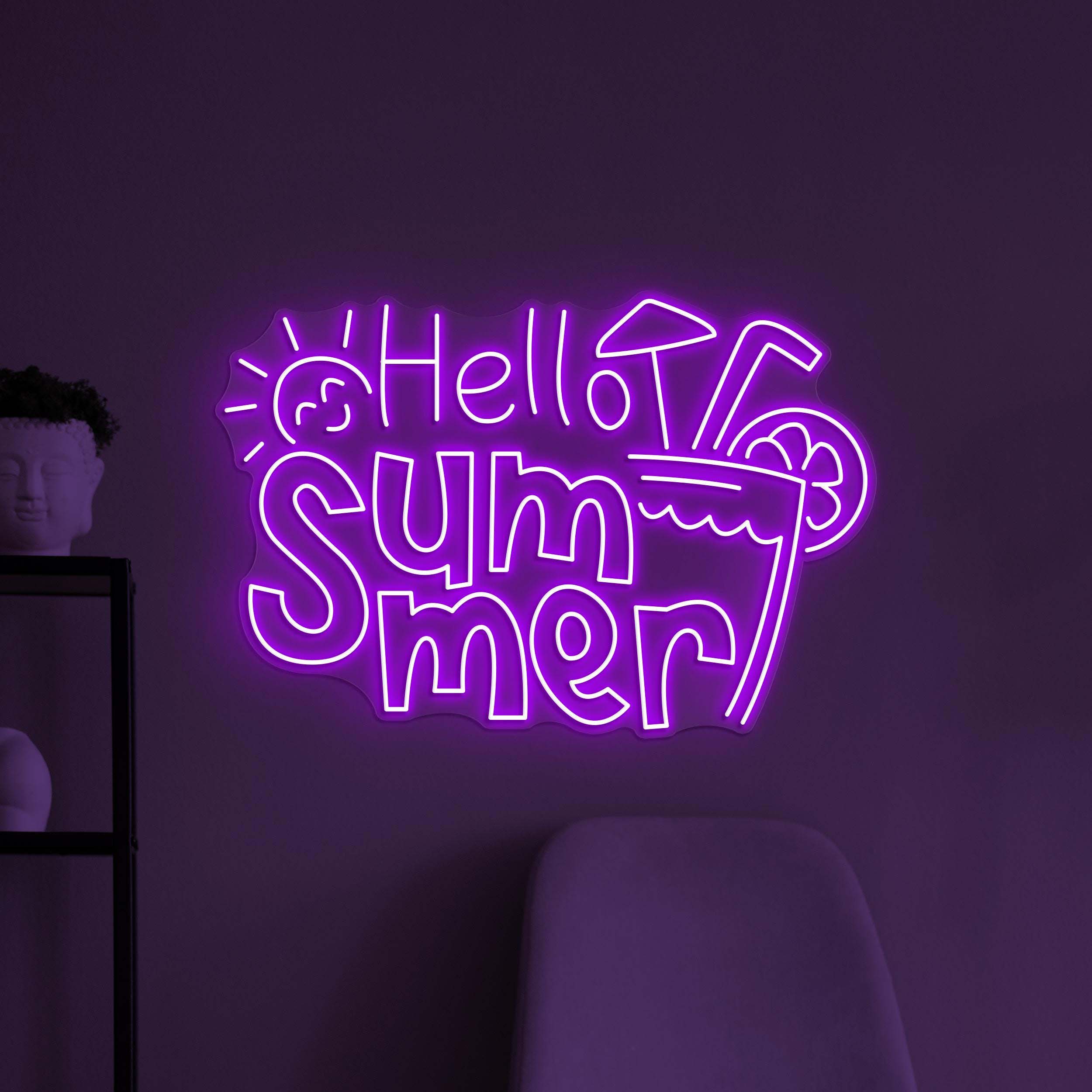 Hello Summer Neon Sign, Hello Summer LED Light, Party Wall Decor, Holiday Neon Art, Beach Neon Light, Summer Party Sign, Welcome Summer Art