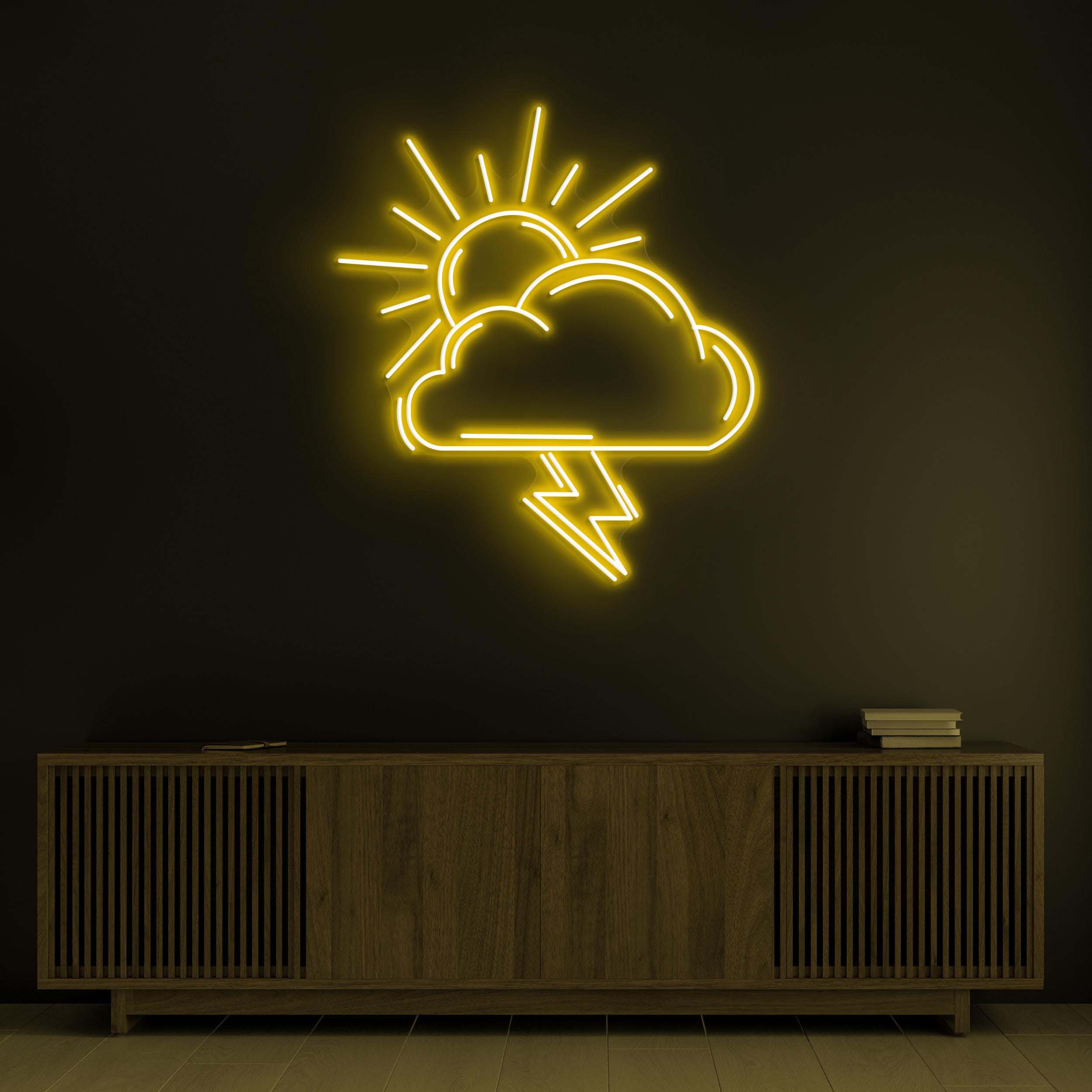 Sun and Cloud Neon Sign, Lightning Bolt LED Light, Home Neon Light, Bedroom Wall Art, Weather Wall Decor Art, Cloud Neon Sign, Gift Idea