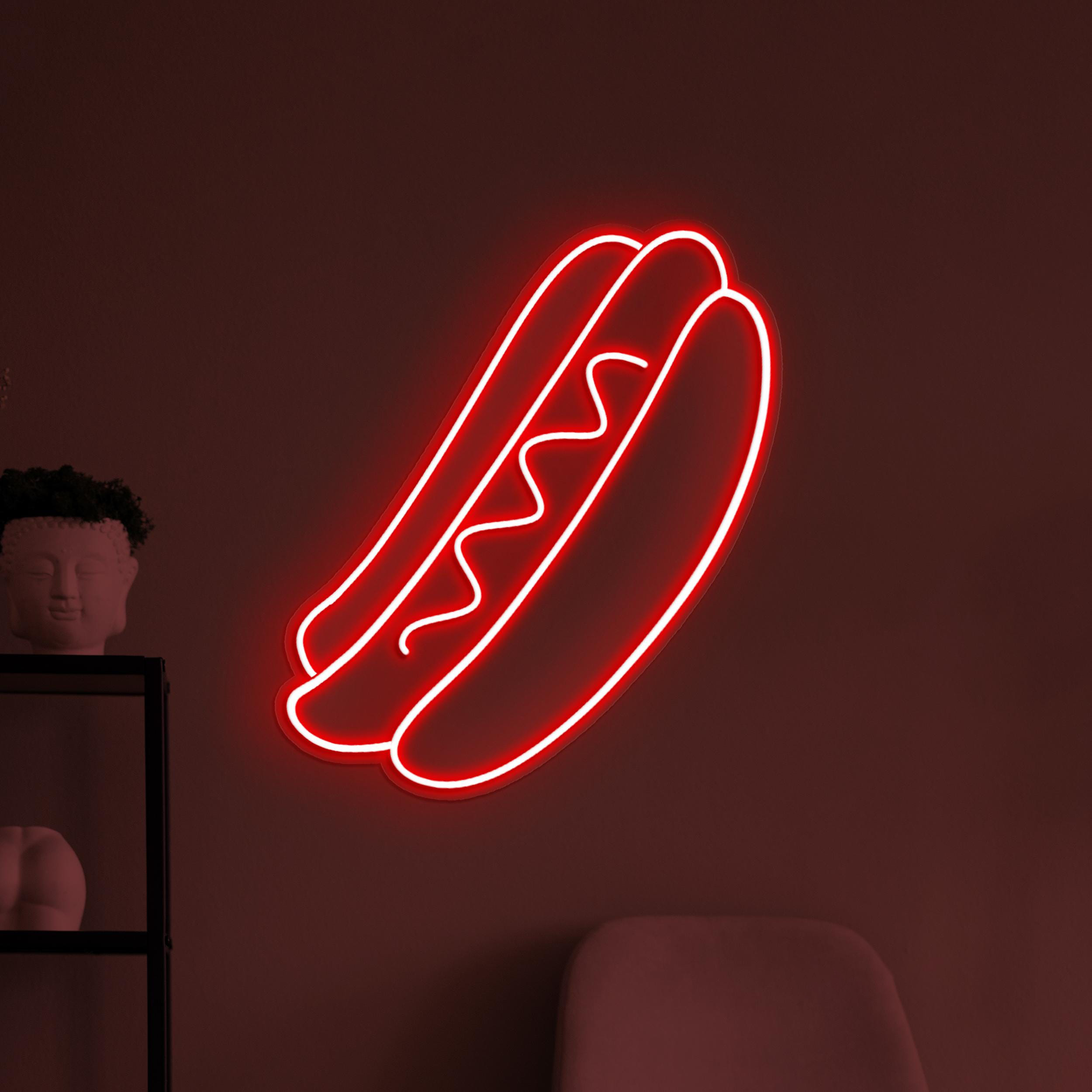Hot Dog Neon Sign, Hot Dog LED Light, Fast Food Wall Decor, Fast Food Restaurants Wall Art, Hot Dog Shop Sign, Kitchen Decor, Hot Dog Lover