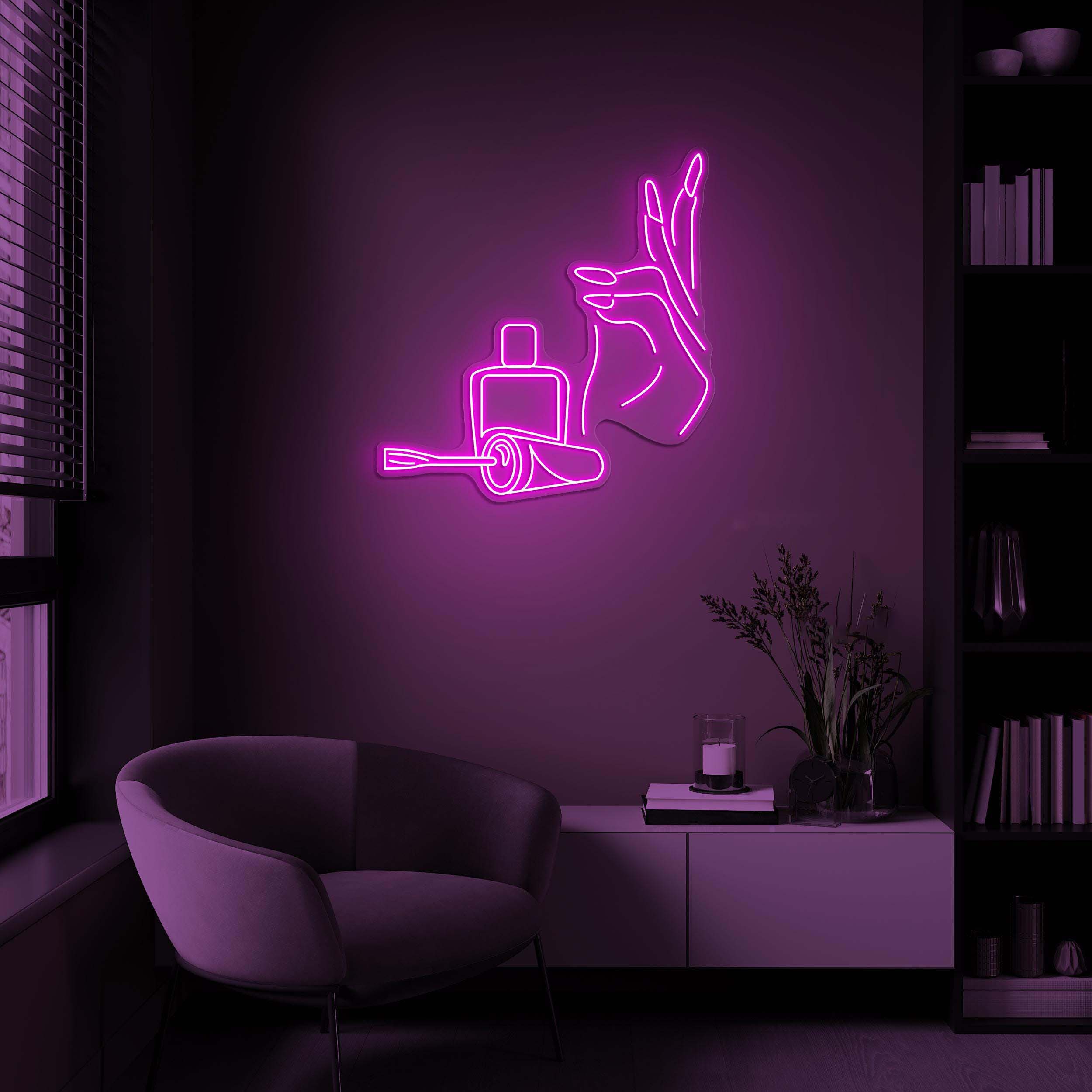 Hand & Nail Polish Neon Sign, Nail Polish LED Light, Manicure Wall Art, Custom Neon Sign, Salon Neon Art, Nail Artist Home Decor, Girly Room
