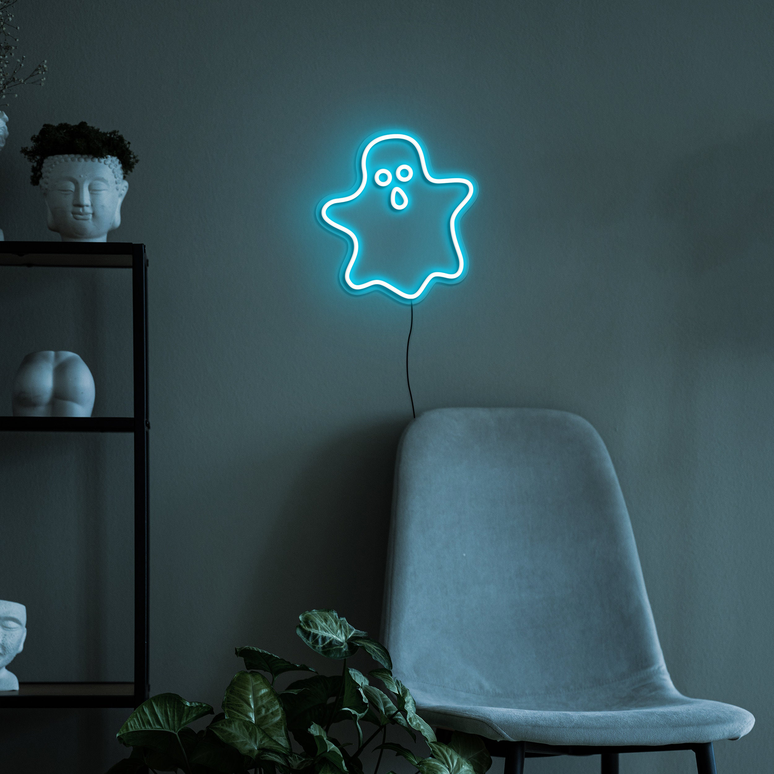 Ghost Neon Sign for Wall Decor, Bedroom Night Lights, USB Lamp for Halloween Party, Game Room Decor, Birthday Gift, Ghost LED Art Decoration
