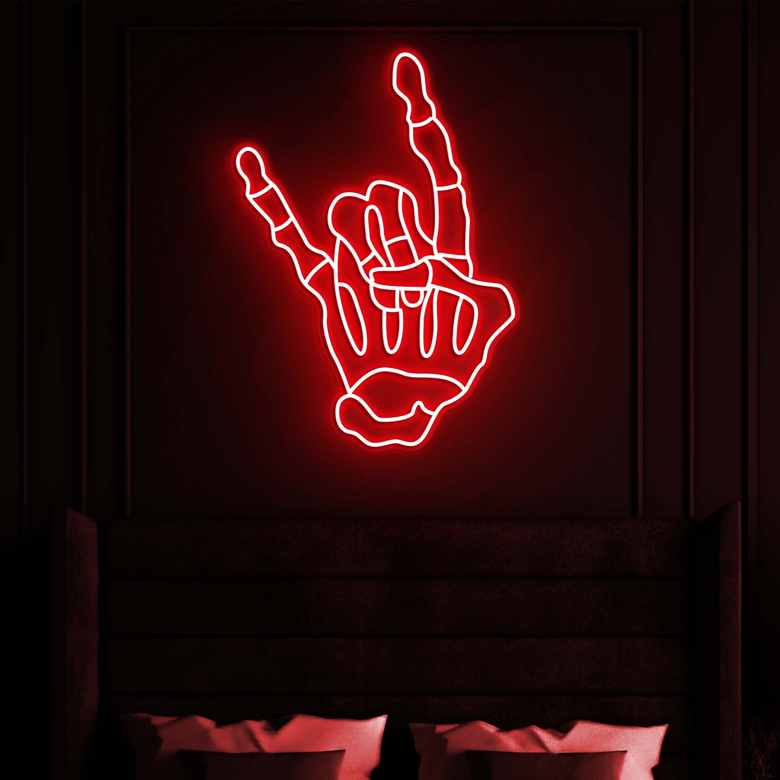 Rock N Roll Neon Sign, Skeleton Hand LED Light, Skeleton LED Neon Light, Custom Neon Sign, Wall Decor for Music Lovers, Home Decoration,Gift