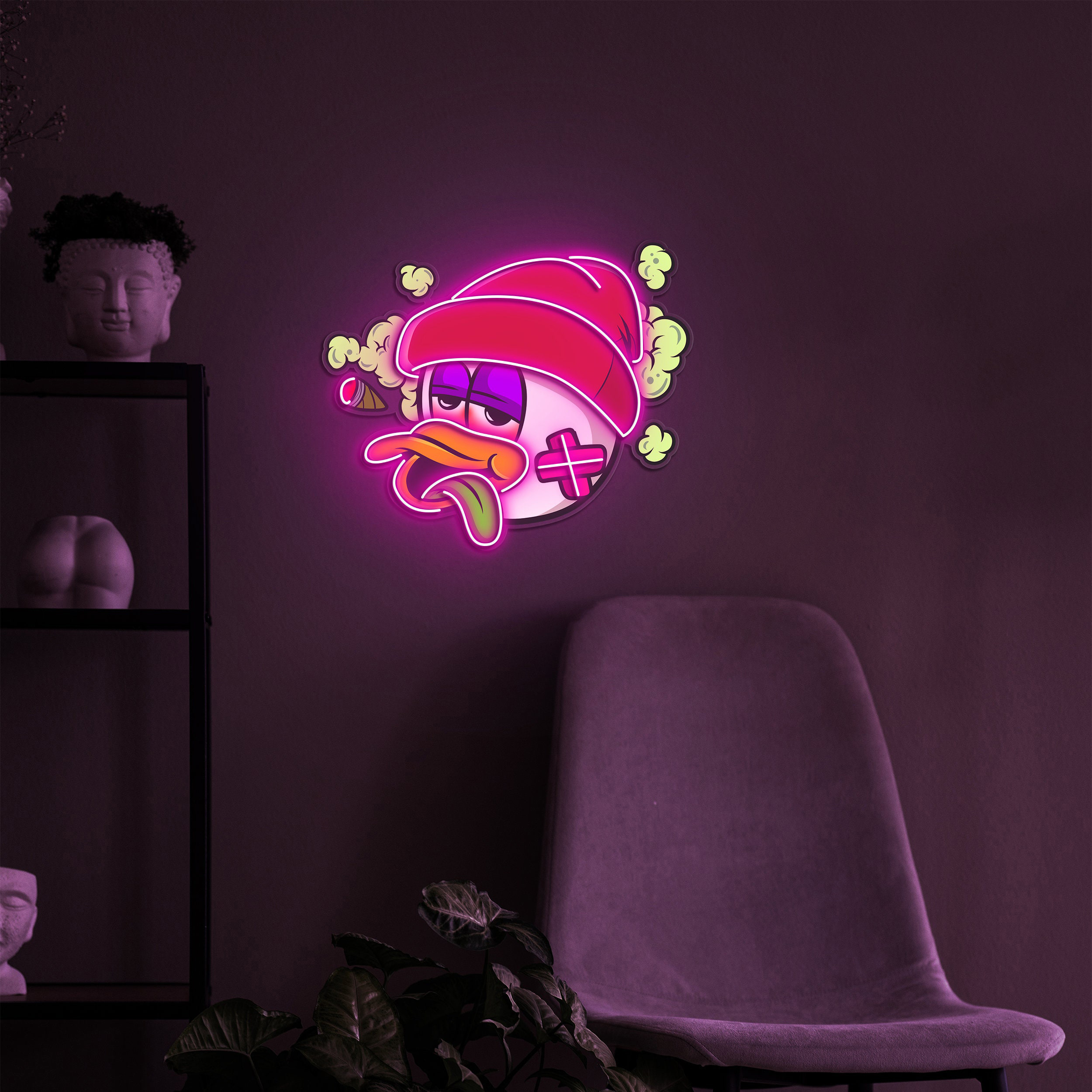 Duck Neon Sign, Duck Head Neon Light, Smoking Duck Pop Art Sign, LED Duck Light, Duck Light for Home, Office, Bedroom, and Game Room