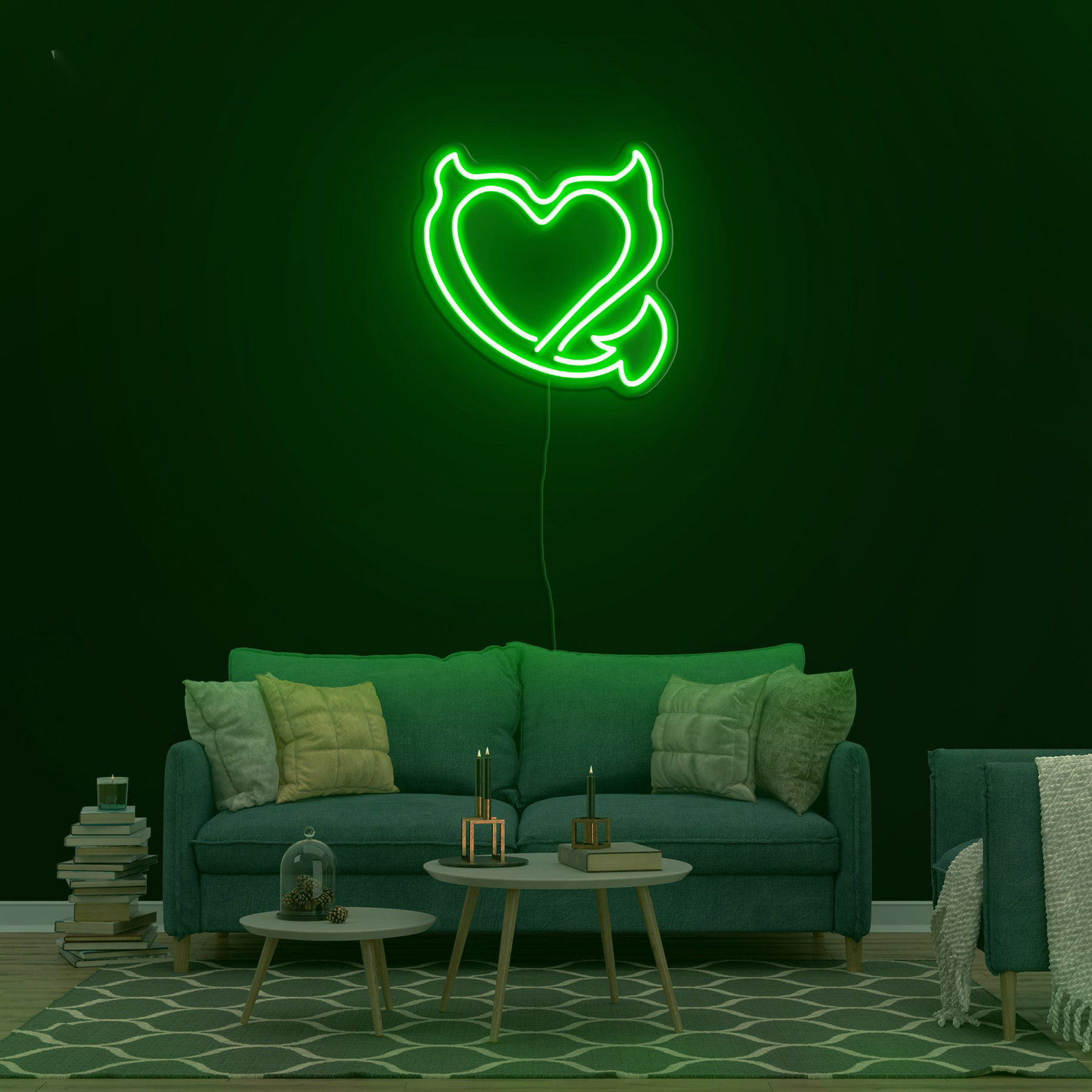 Devil Heart Neon Sign, Devilish Heart Wall Light, Heart Neon Sign, Heart Neon Lights for Bedroom, Wedding, Kids Room, Gift for Heart Lovers