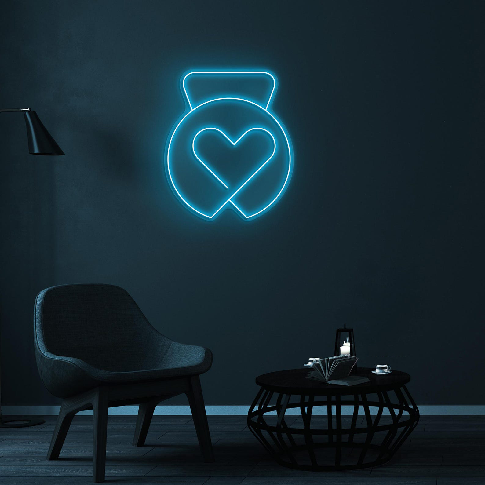 Kettlebell Neon Sign, Heart With Kettlebell Led Light, Love Wall Decor, Romantic Wall Art, Gym Neon Light, Workout Neon Sign, Gift Idea