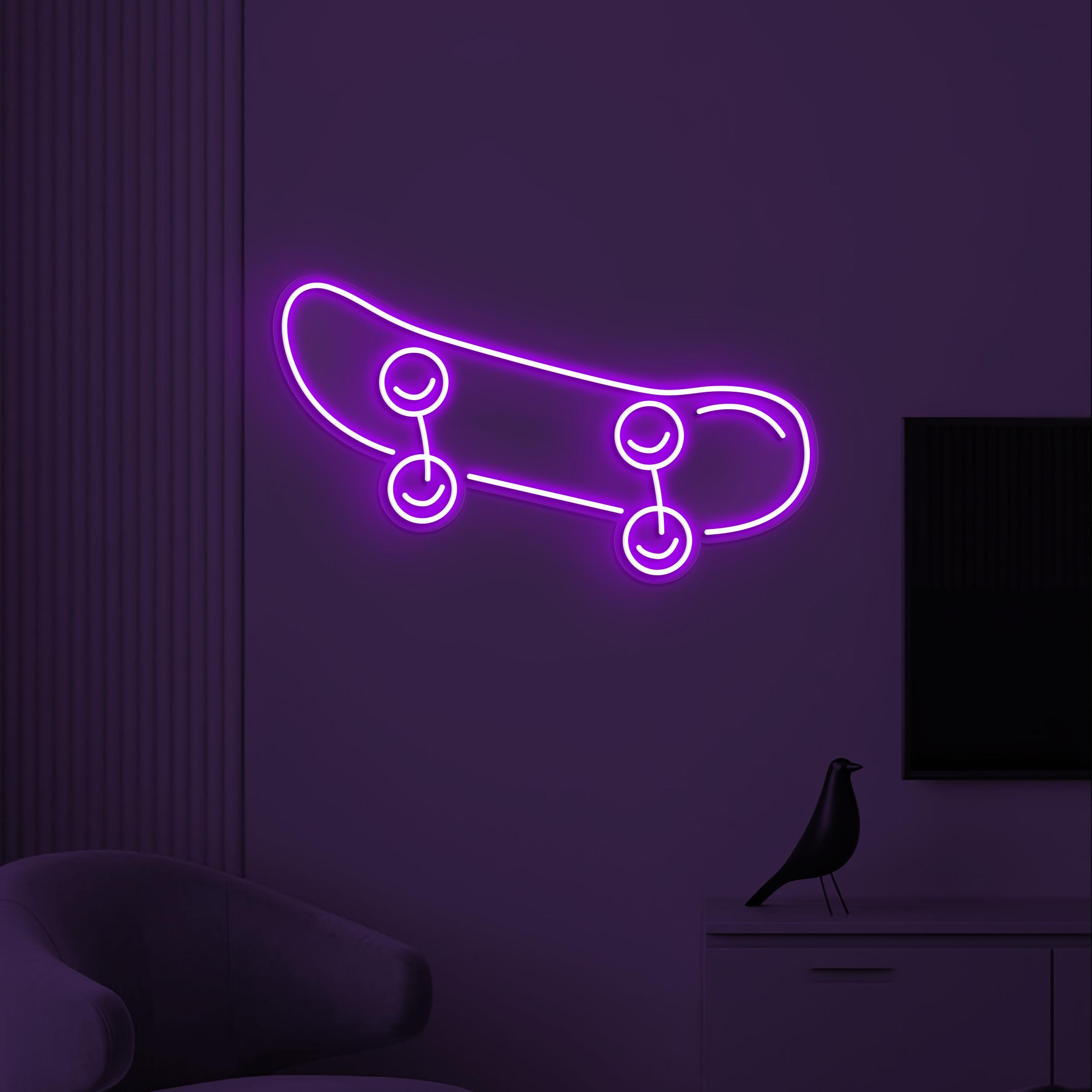 Skateboard Neon Sign, Skateboard Neon Light, Game Room Wall Decor, Game Zone Wall Art, Skateboard Club Neon Light, Kids Room Led Neon Sign