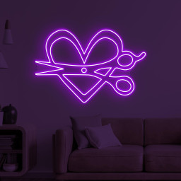 Heart Scissors Neon Sign, Heart Scissors LED Light, Love Cut Wall Art, Stylist Heart Wall Decor, Beauty Love Sign, Barber Shop Neon Light