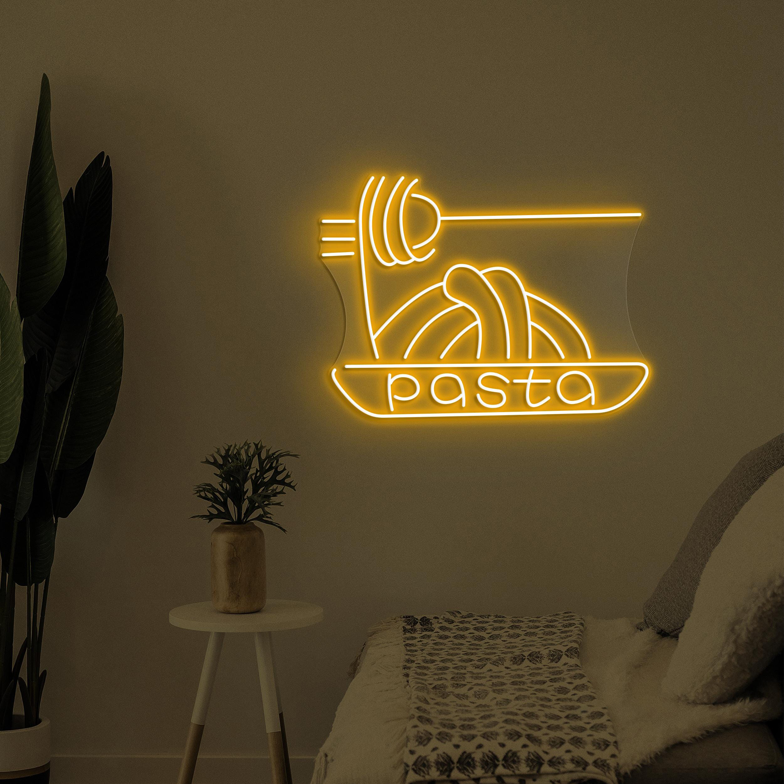 Pasta Neon Sign, Pasta LED Light, Restaurants Wall Decor, Noodle Wall Art, Pasta Shop Neon Light, Kitchen Neon Decor, Spaghetti Wall Light