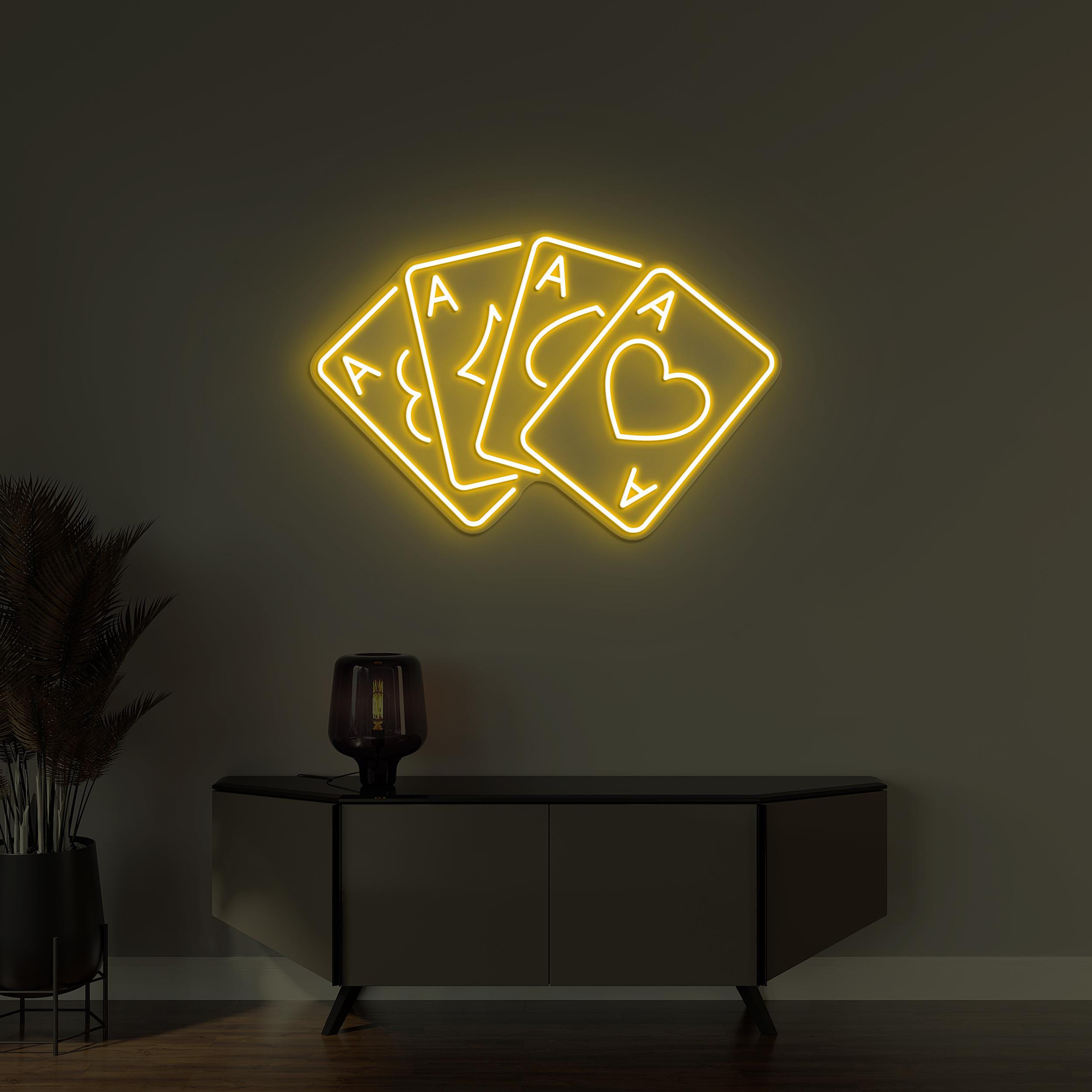 Cards Neon Sign, Pokers Cards LED Light, Gambling Wall Decor, Custom Neon Sign, Game Room Wall Decor, Poker Neon Sign, Card Lover Gift idea