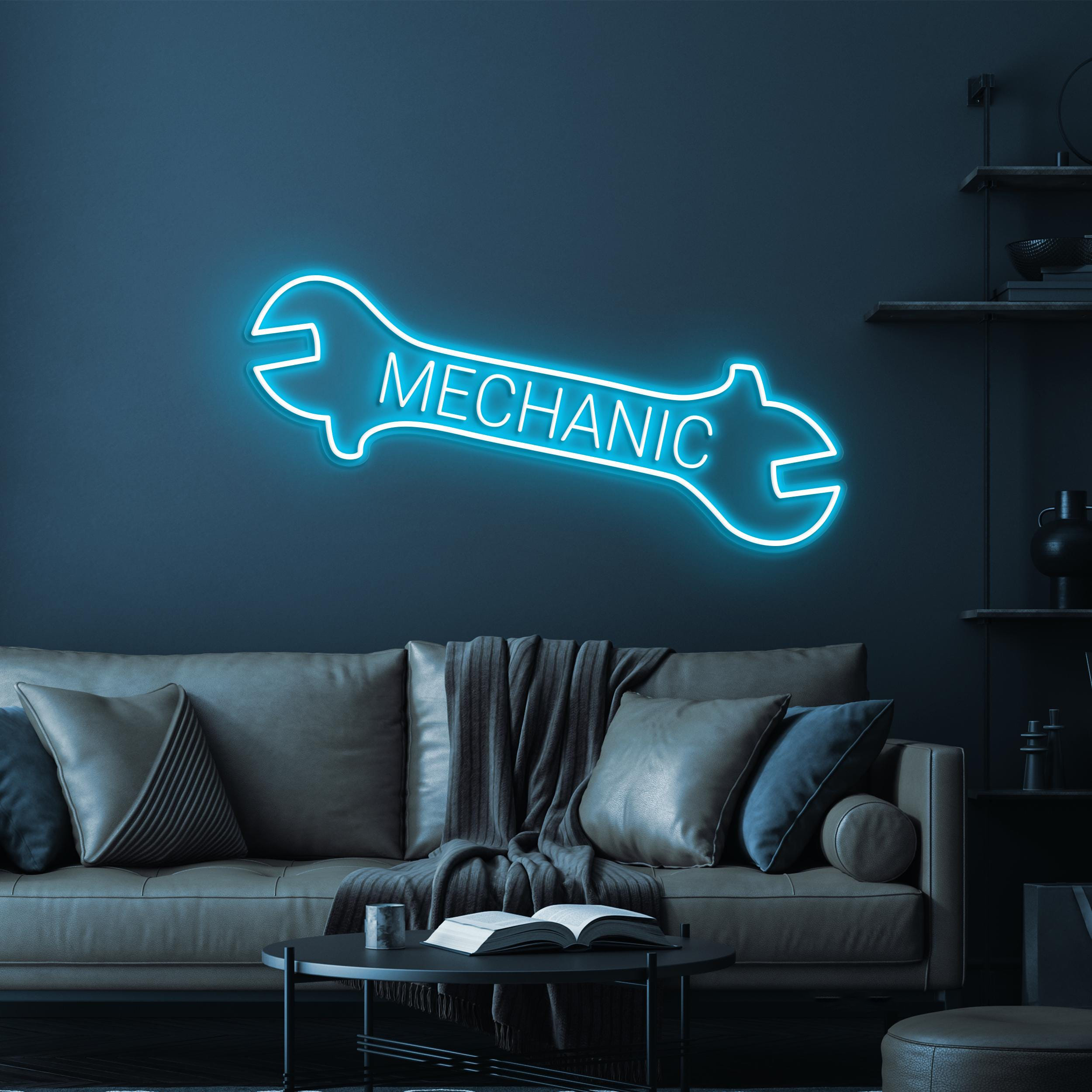 Mechanic Neon Sign, Mechanic LED Light, Car Repair Shop Wall Decor, Wrench Wall Decor, Mechanic Logo Neon Sign, Car Repair Service Decor