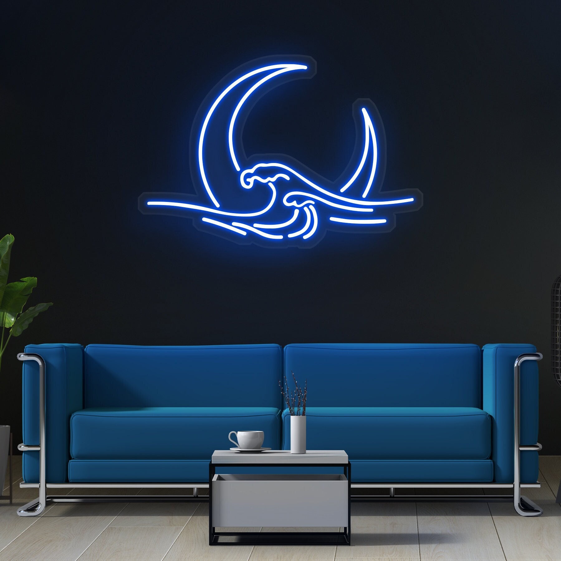 Moon Neon Sign, Moon Wave LED Light, Wall Decor for Bedroom, Room Art, Moonrise Neon Light for Home Decor, Moonlight Wall Decor, Gift Idea