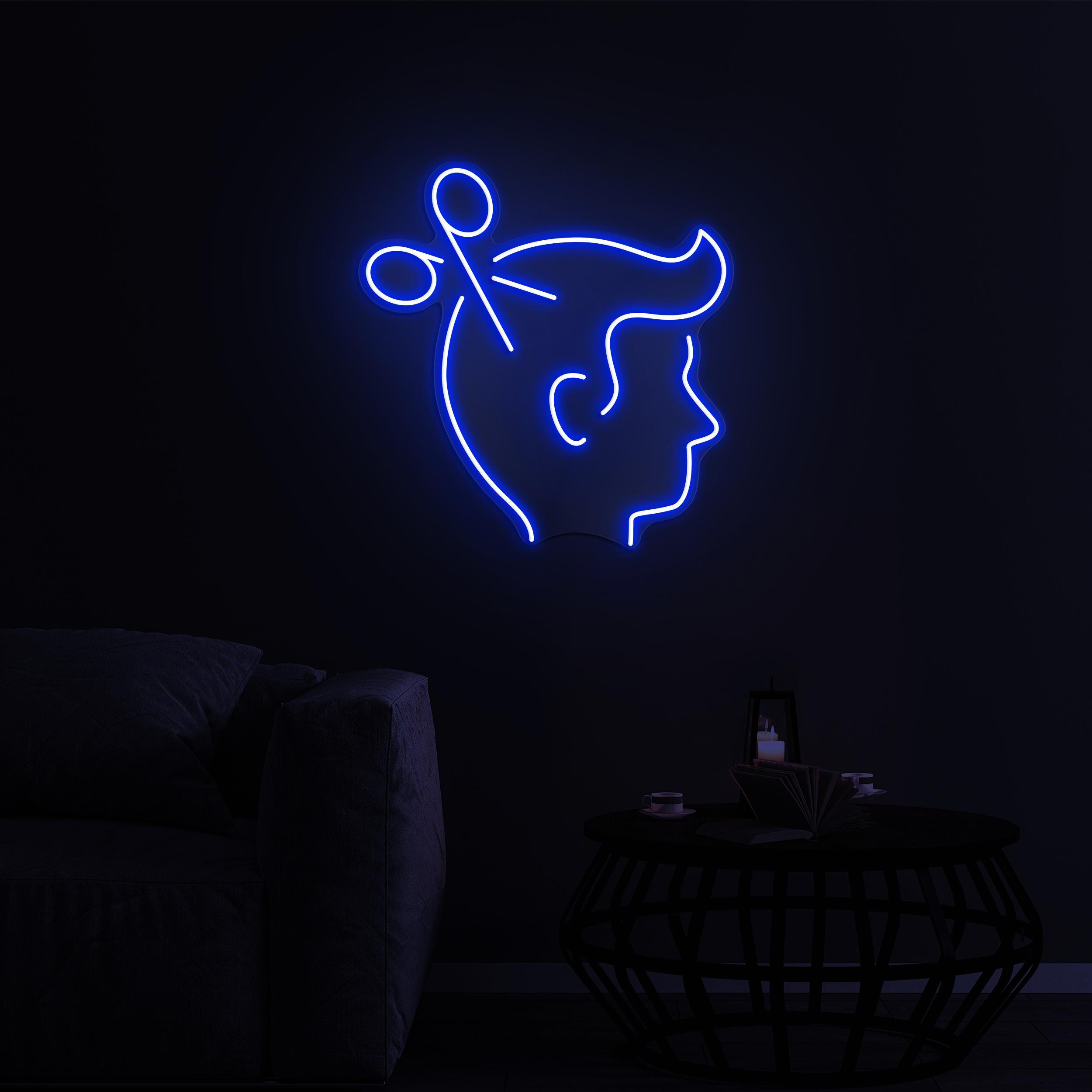Hair Cut Neon Sign, Hair Cut LED Light, Scissors and Head Neon, Barber Shop LED Neon Art, Beauty Salon Wall Decor, Hair Dressing Neon Sign