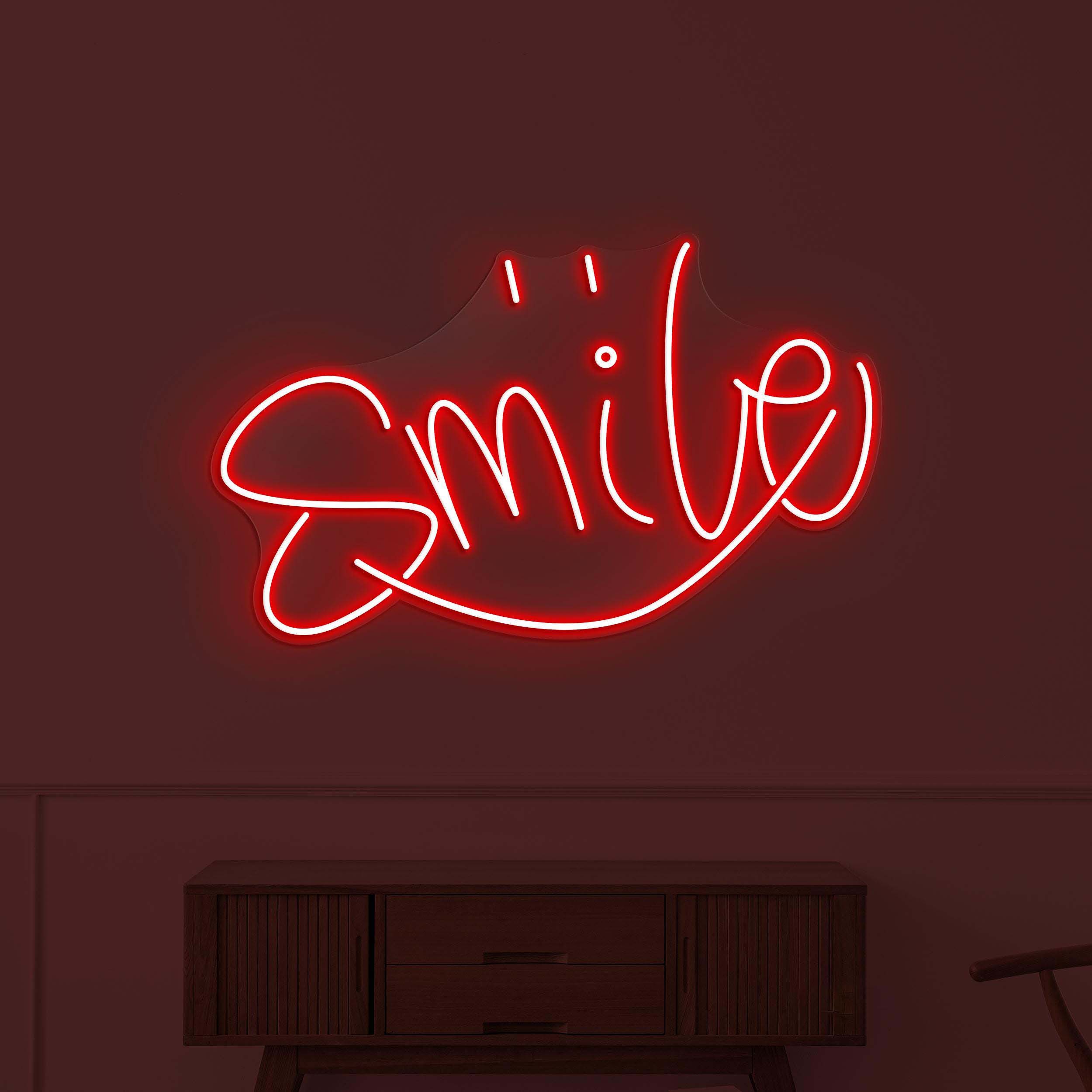Smile Neon Sign, Smile LED Light, Happy Vibes Wall Decor, Smile Logo Wall Art, Decor for Home, Kids Room & Party, Happy Vibes Neon Sign