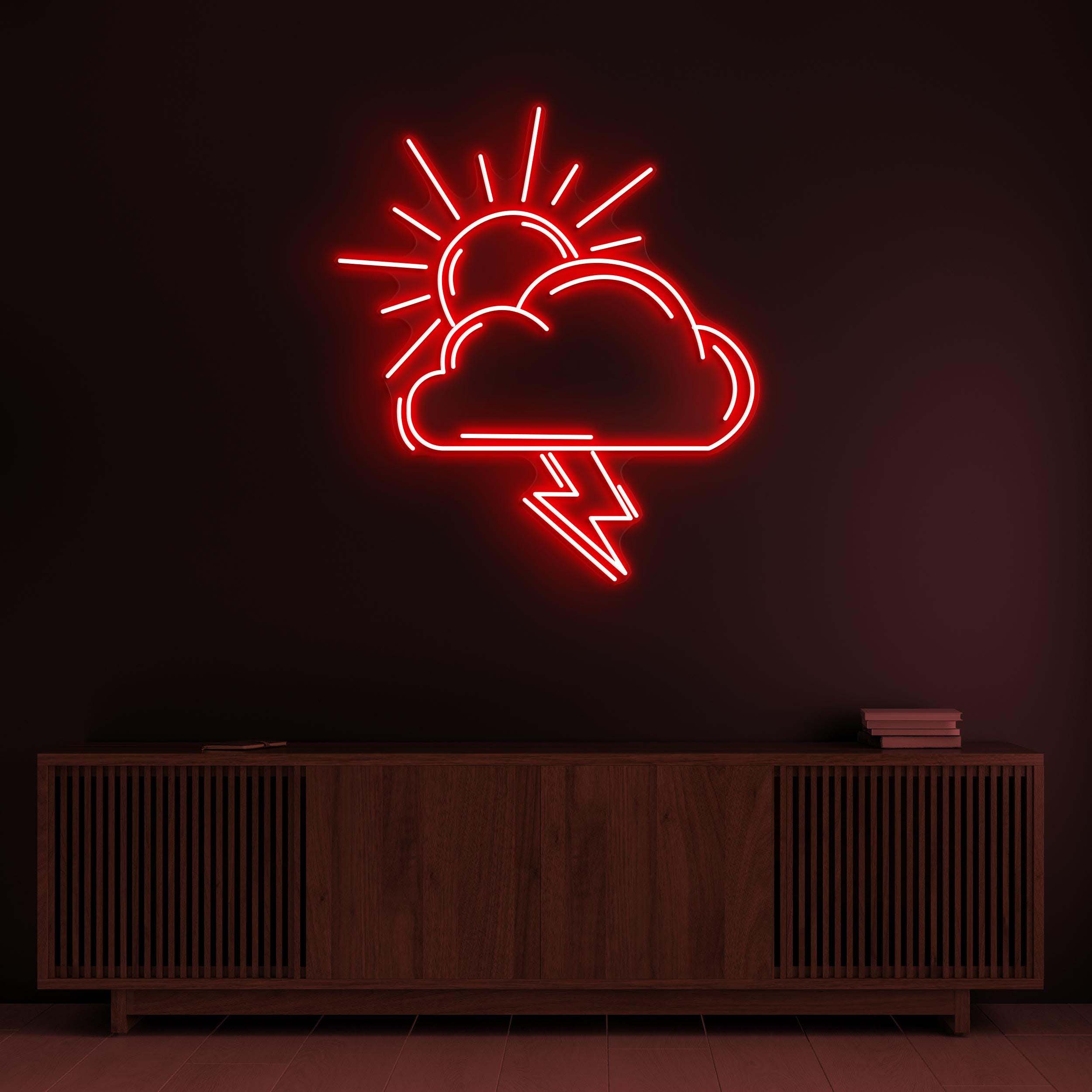 Sun and Cloud Neon Sign, Lightning Bolt LED Light, Home Neon Light, Bedroom Wall Art, Weather Wall Decor Art, Cloud Neon Sign, Gift Idea