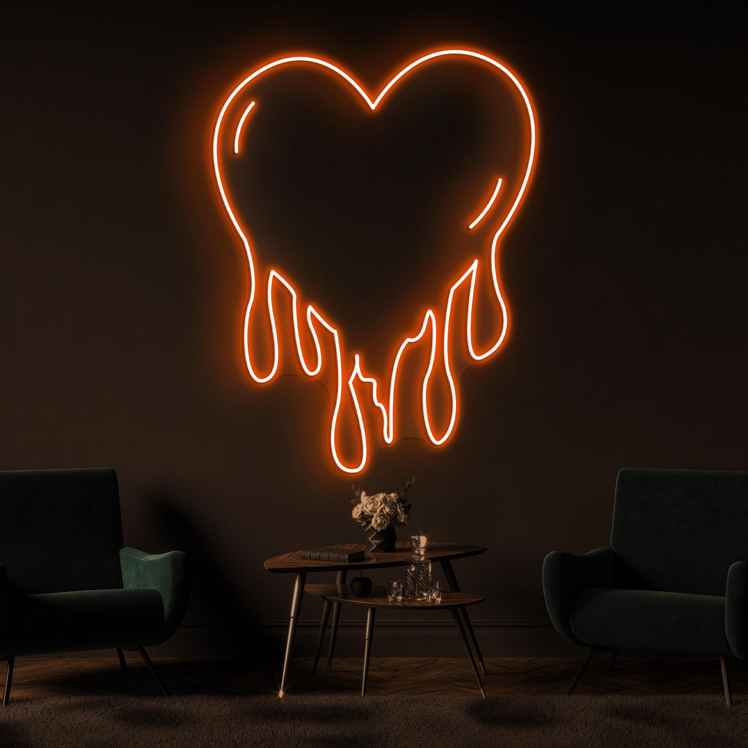 Melting Heart Neon Sign, Melting Heart LED Light, Dripping Love Wall Art, Broken Heart Light, Home Room, & Party Decor, Bleeding Heart Sign