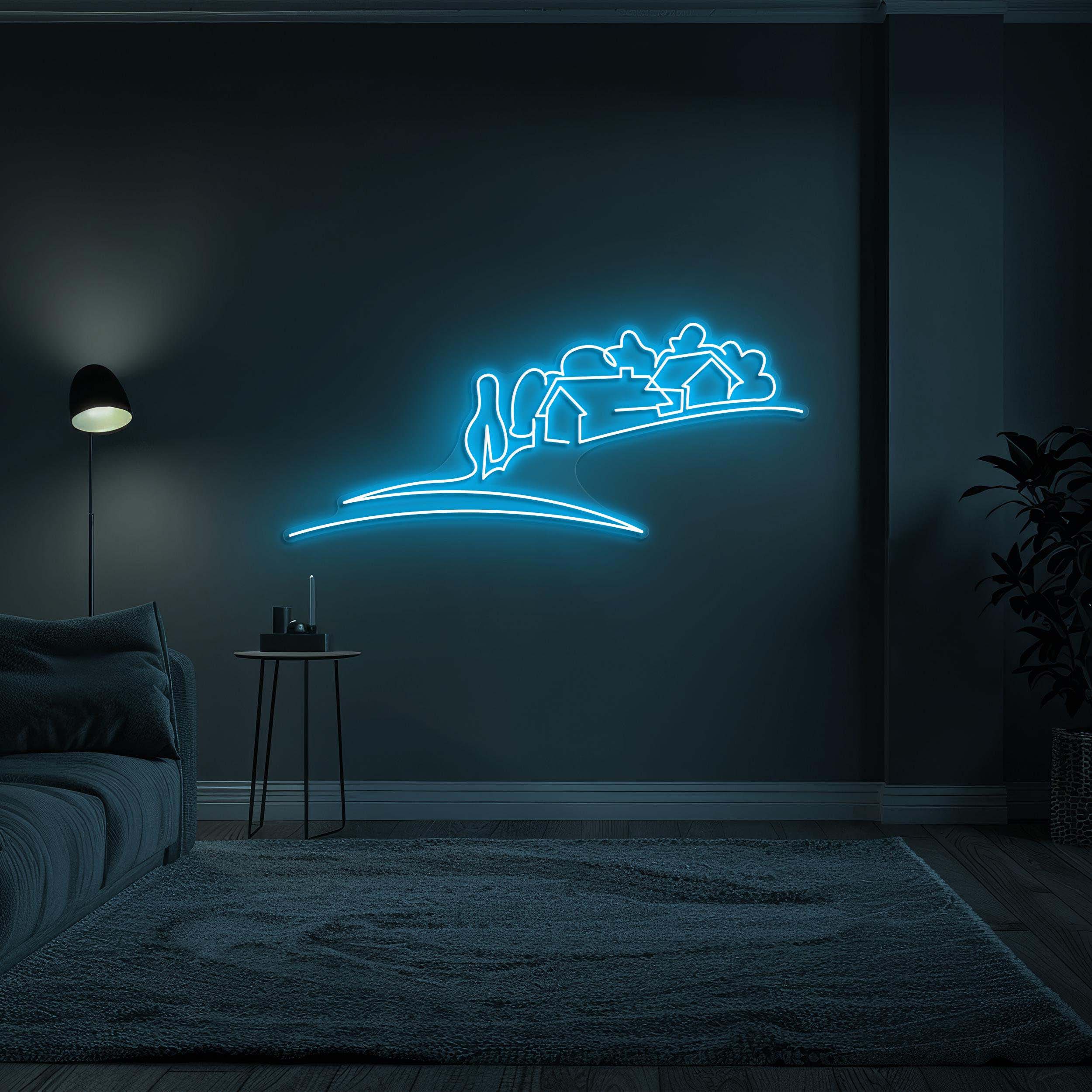 Village Neon Sign, Village LED Light, Countryside LED Neon Art, Home Wall Decor, Hometown Wall Art, Custom Village Neon Sign, Village Lover