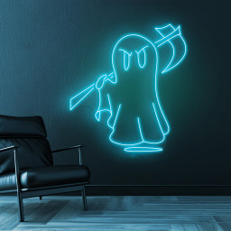Anime Ghost Neon Sign, Grim Reaper Neon Art, Ghost Neon Light, Led Wall Art, Anime Neon Sign, Halloween Decor, Home Decor, Anime Ghost Sign