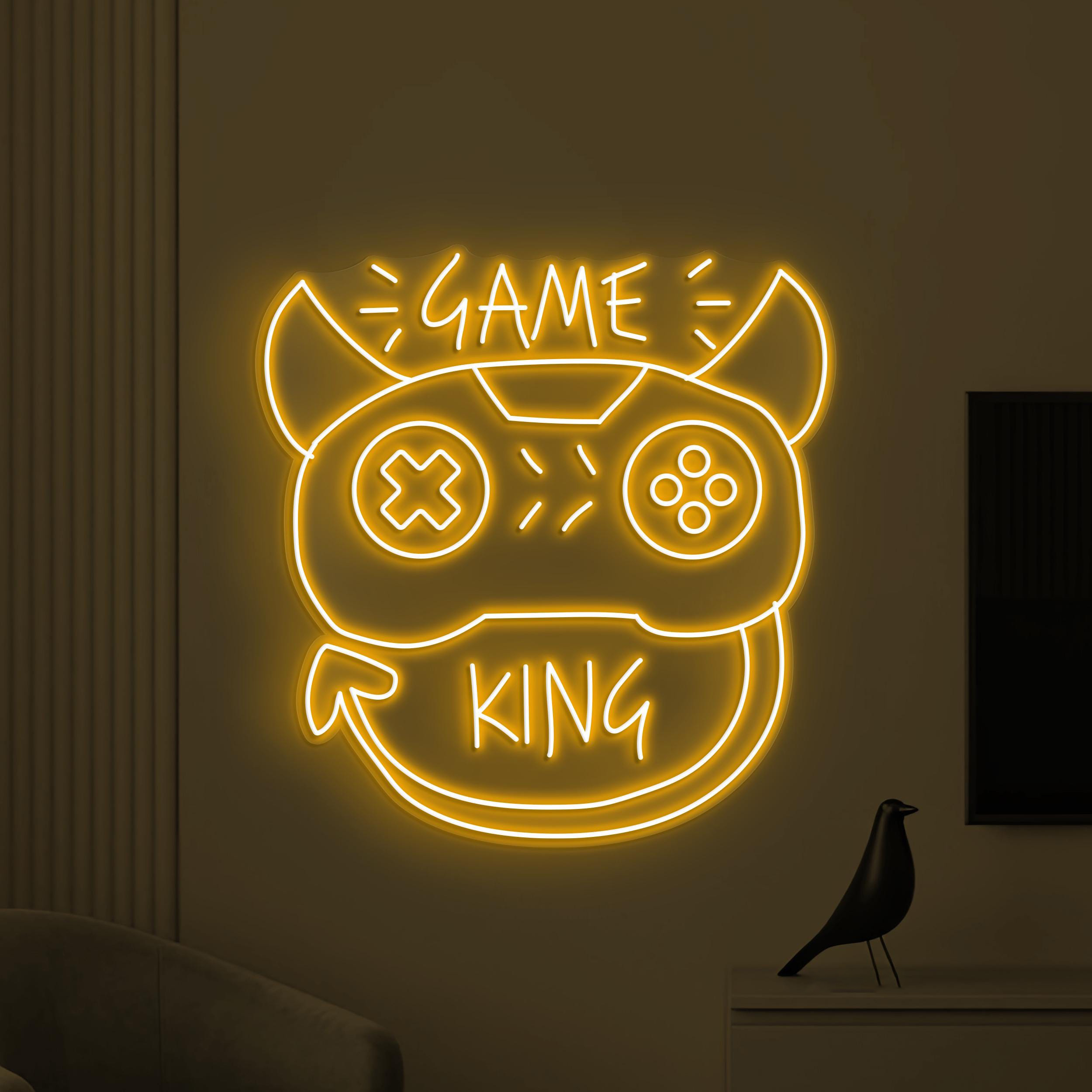 Game King Neon Sign, Game King LED Light, Game Controller Wall Decor, Devil Game Controller Art, Game Room Neon Light, Gaming Zone Decor
