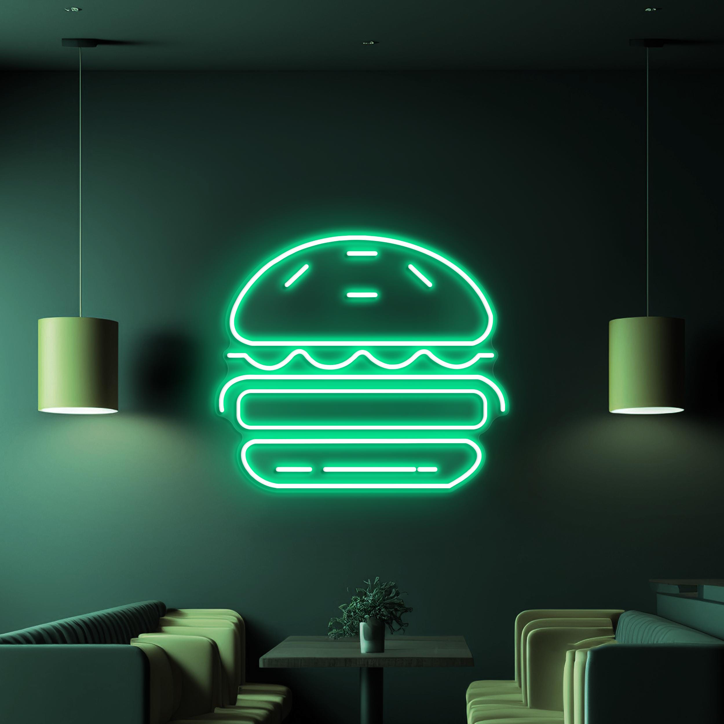 Burger Neon Sign, Burger LED Light, Hamburger Wall Art, Fast Food Restaurant Neon Light, Burger Shop Wall Decor, Gift For Burger Lover