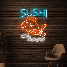 Sushi Neon Sign, Sushi LED Light, Sushi Fish LED Light, Japanese Restaurant Wall Decor, Japanese Food Neon Art, Fish Shop Wall Neon Art