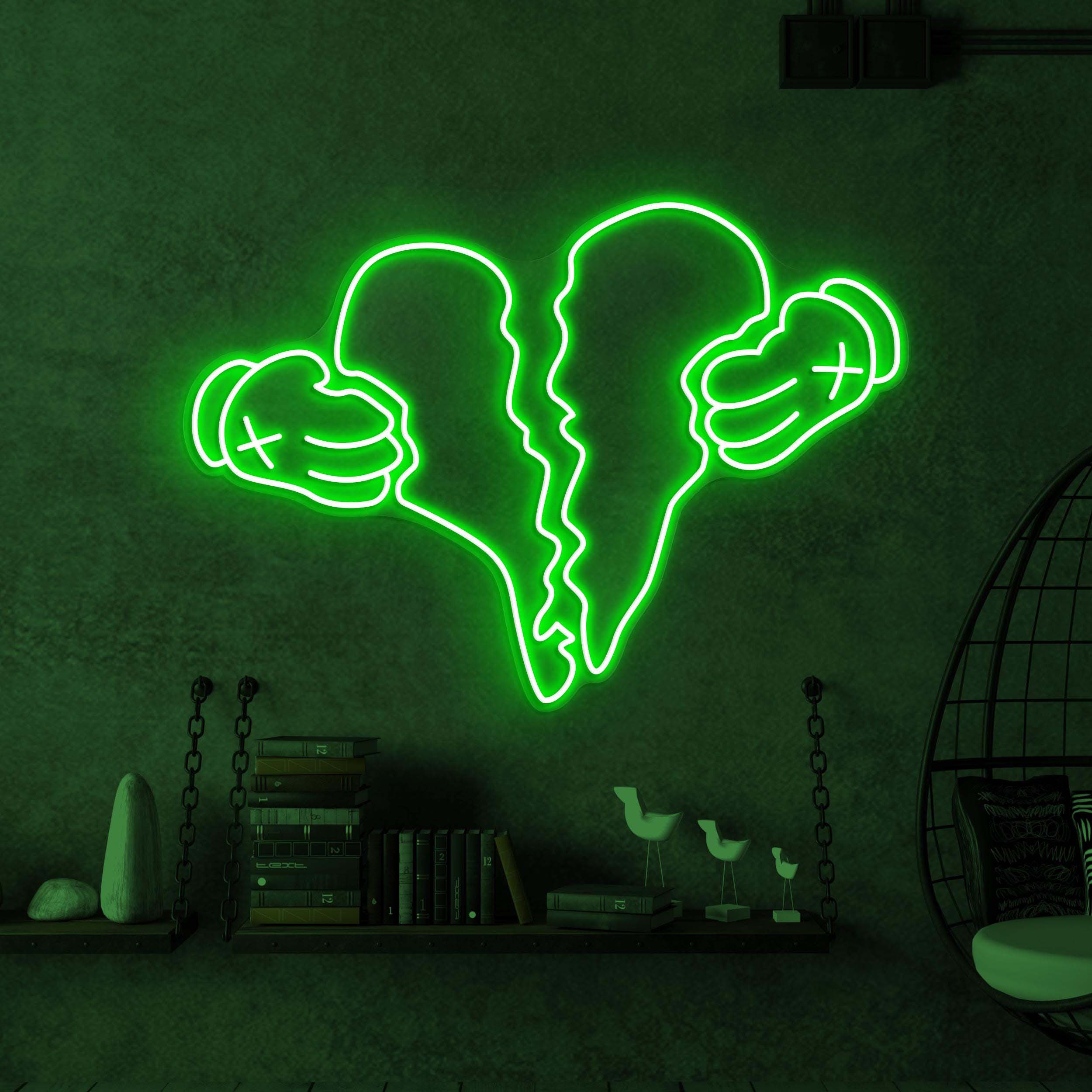Broken Heart Neon Sign, Broken Heart LED Light, Heartbreak Wall Decor, Gloves Break Heart Neon Sign, Couple Neon Art, Valentine's Day Decor