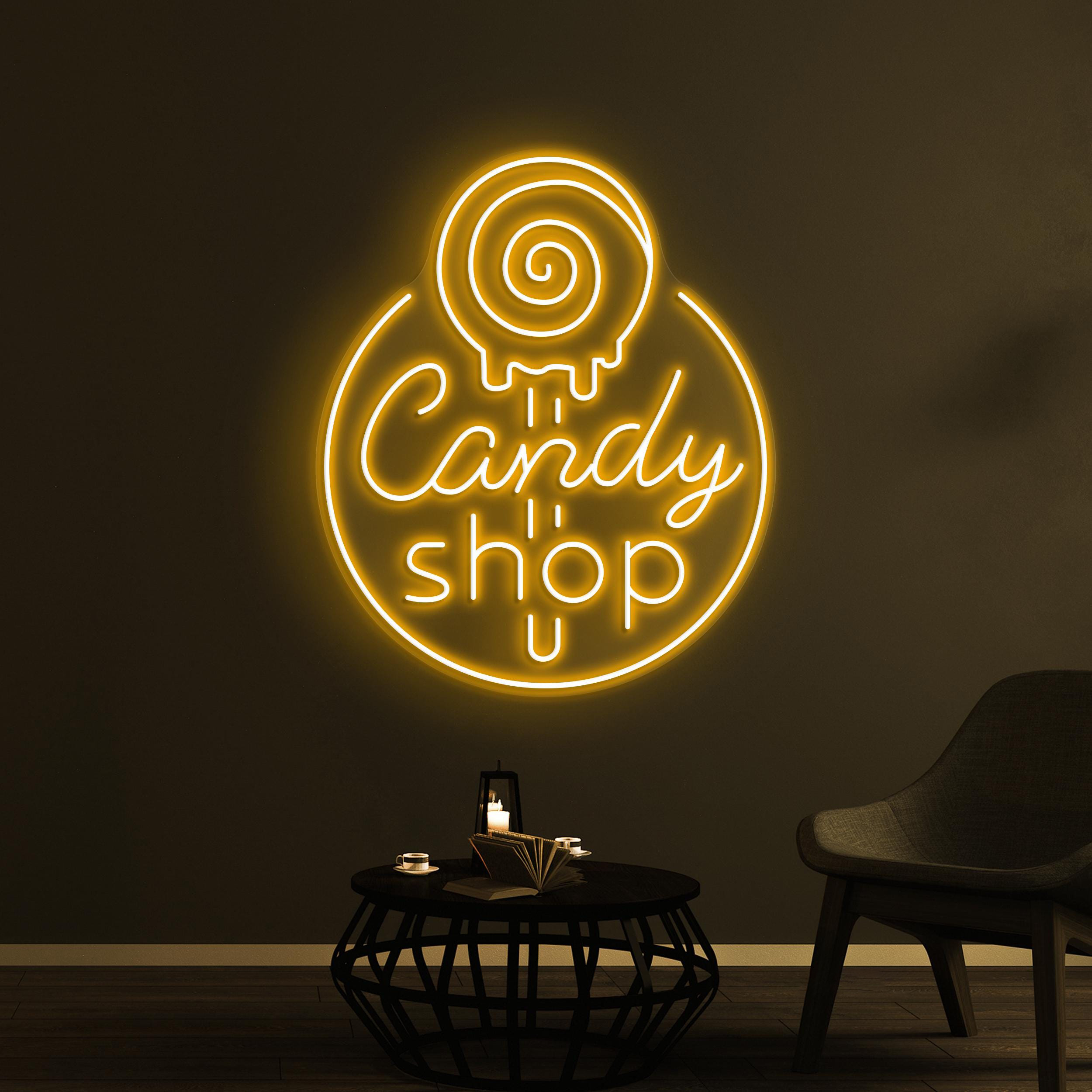 Candy Shop Neon Sign, Candy Shop LED Sign, Lollipop Candy Wall Decor, Candy Shop Logo Sign, Dessert Shop Art, Christmas Party Wall Decor