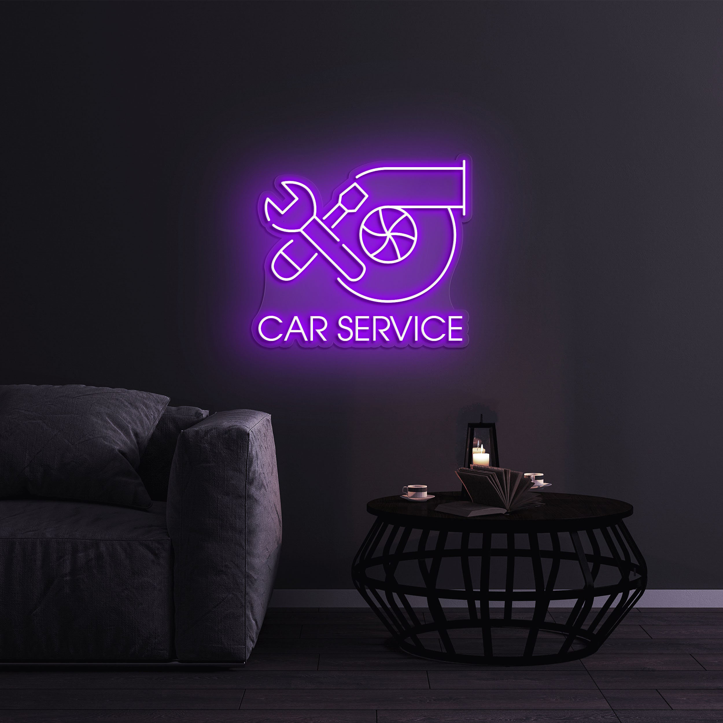 Car Service Neon Sign, LED Wall Art for Garages, Auto Businesses, and Workshops, Decor for Car Service Centers and Shops, Garage Neon Light