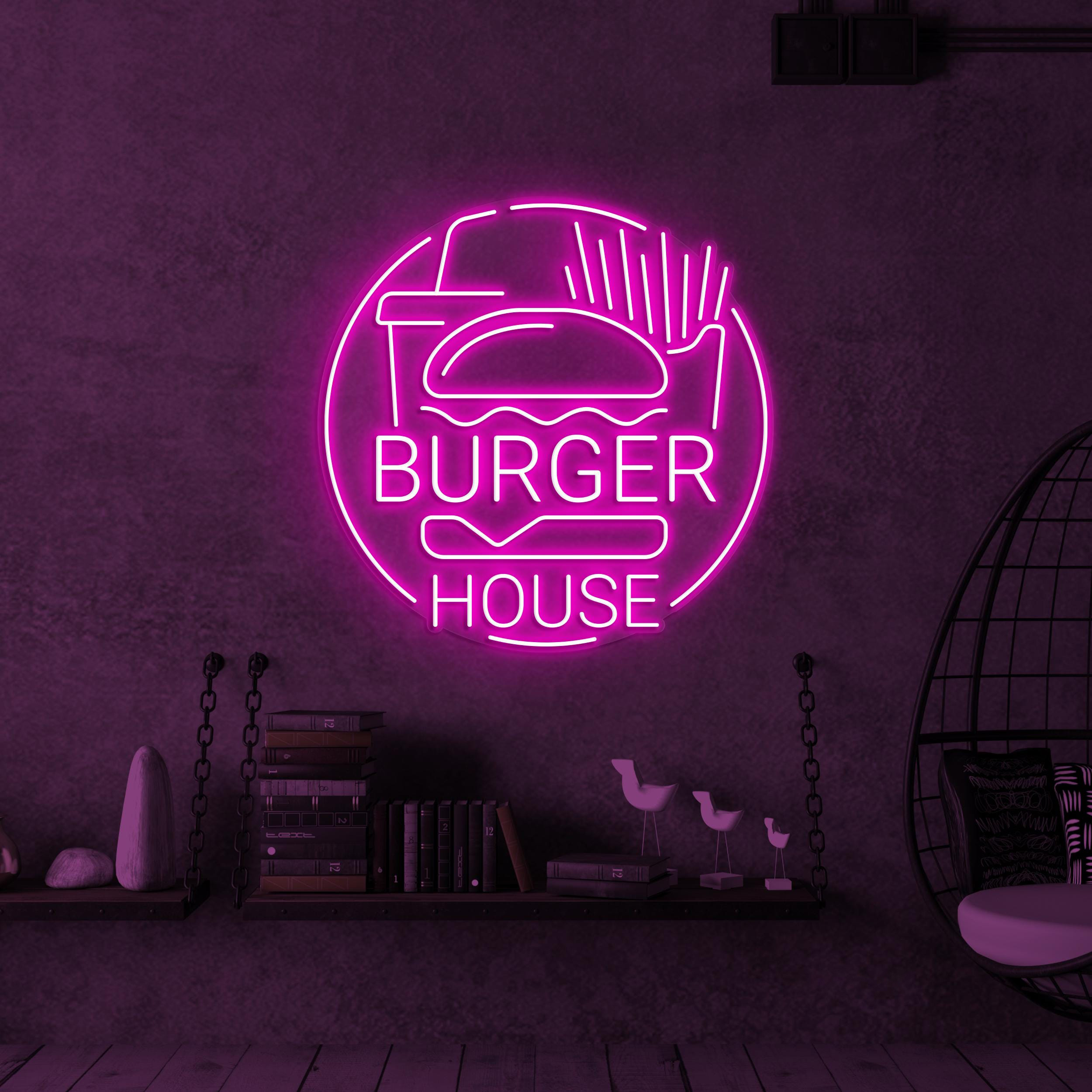 Burger House Neon Sign, Burger House LED Light, Fast Food Restaurant Decor, Burger Lover Sign, Fast Food Neon Art, Burger Shop Neon Decor