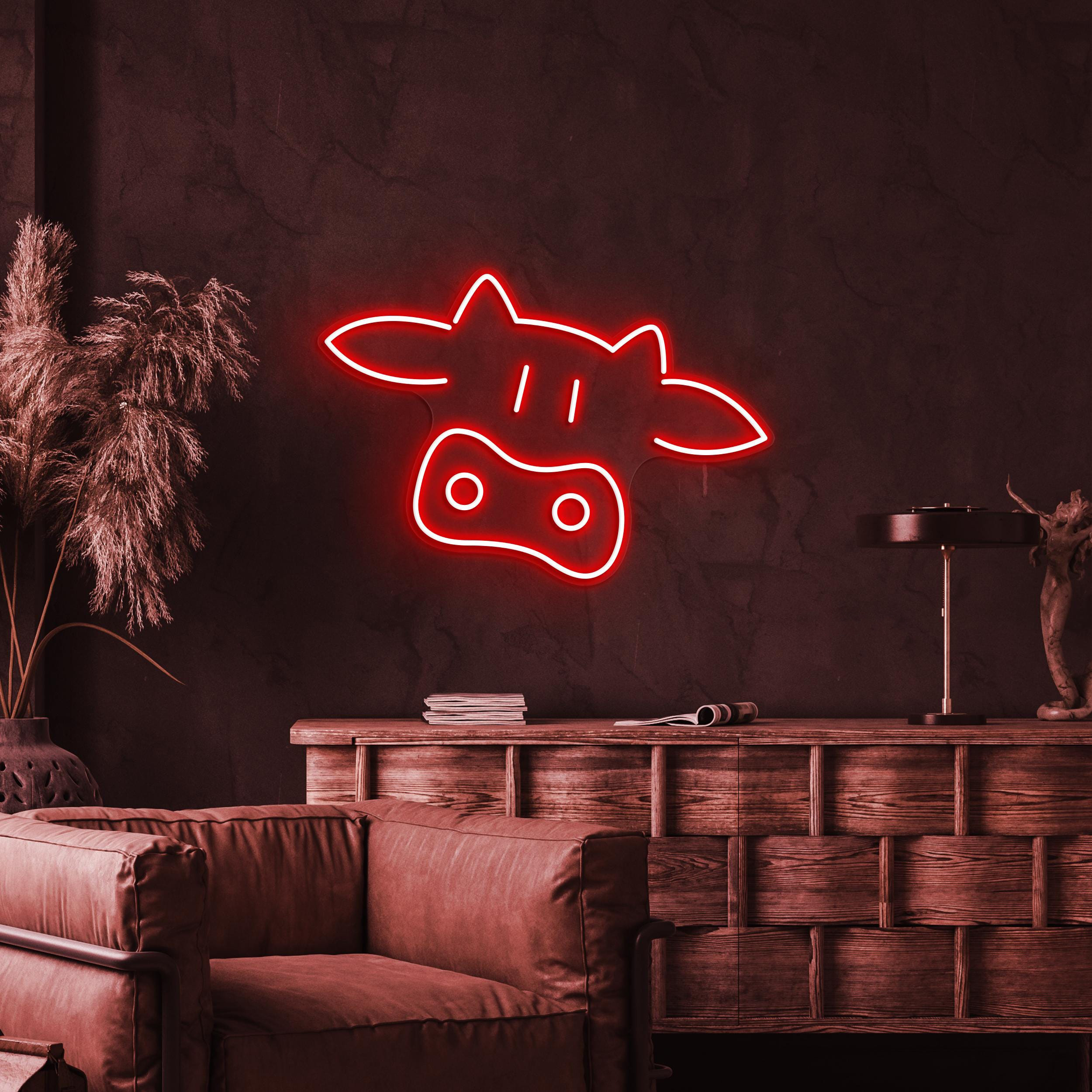 Dairy Cow Neon Sign, Dairy Cow LED Light, Dairy Cow Wall Decor, Dairy Farm Sign, Animal Farm House Wall Art, Home and Milk Shop Wall Decor