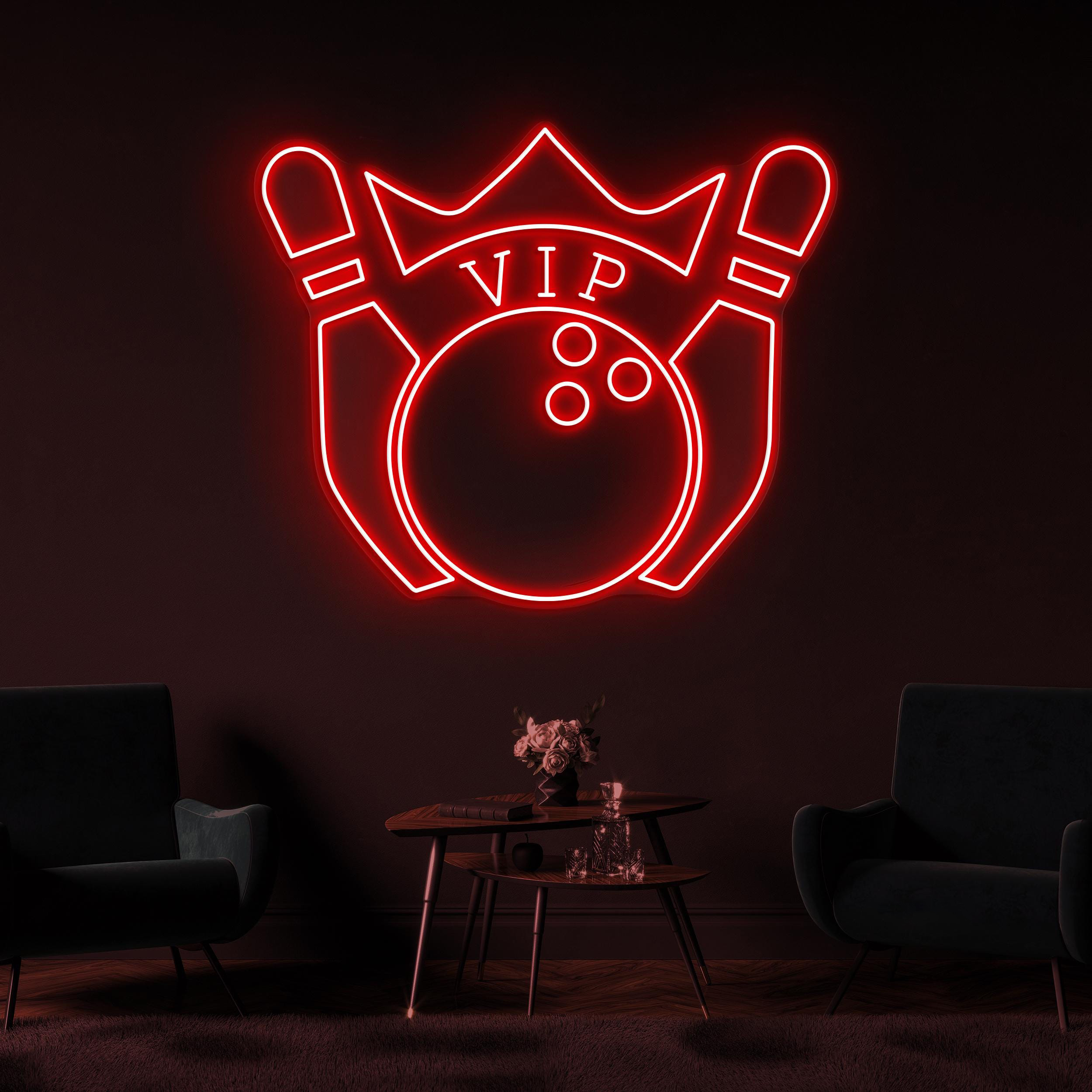 Bowling Pin Neon Sign, Bowling VIP LED Light, Custom VIP Wall Art, Bowling Club Wall Decor, Sports Shop Neon Light, Strike Zone Led Sign