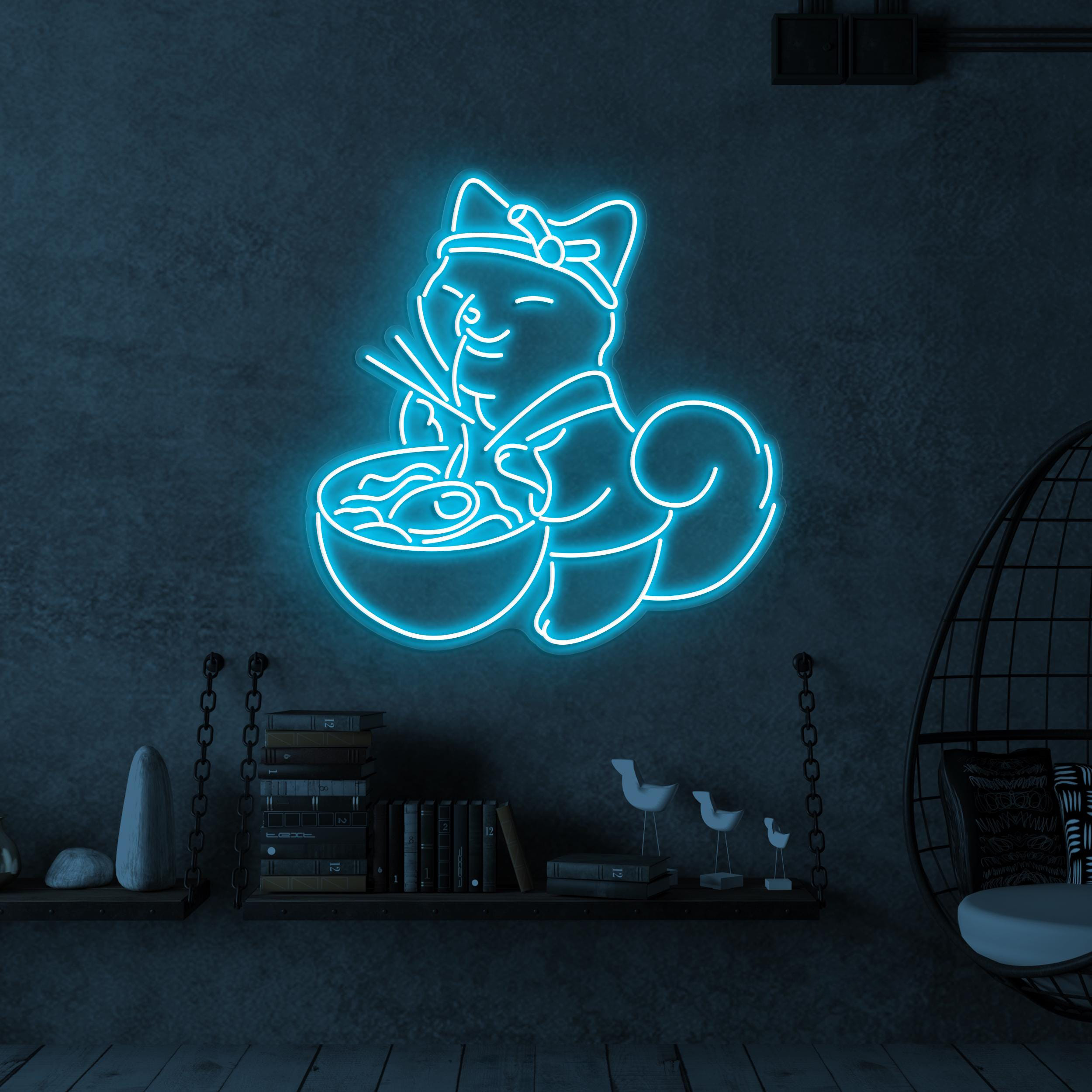 Ramen Cat Neon Sign, Cat Ramen LED Light, Japanese Restaurant Wall Decor, Noodle With Cat Neon Sign, Kids Room Wall Art, Lucky Cat Led Sign