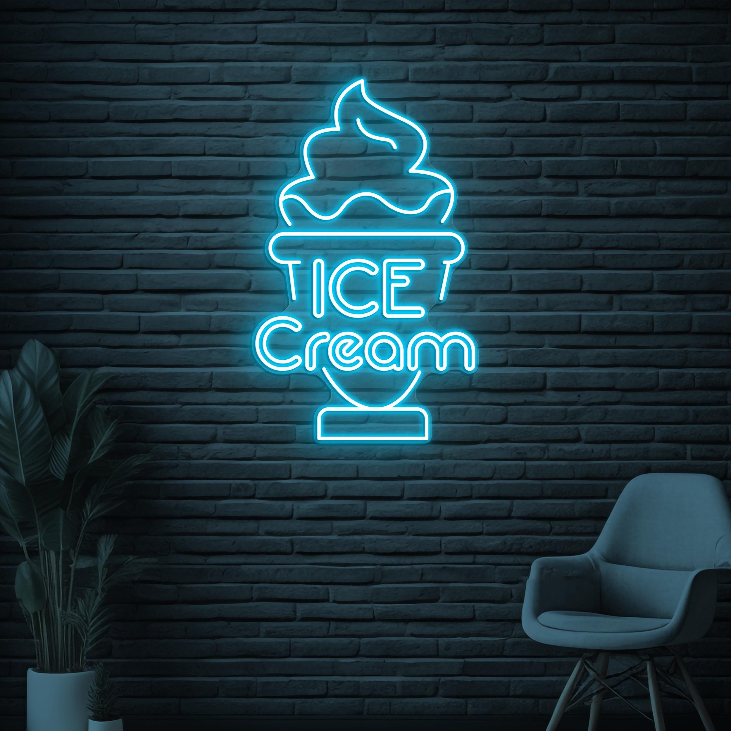 Ice Cream Neon Sign, Ice Cream LED Light, Sweet Dish Wall Decor, Ice Cream Cup Sign, Dessert Wall Art, Ice Cream Shop Decor, Ice Cream Lover
