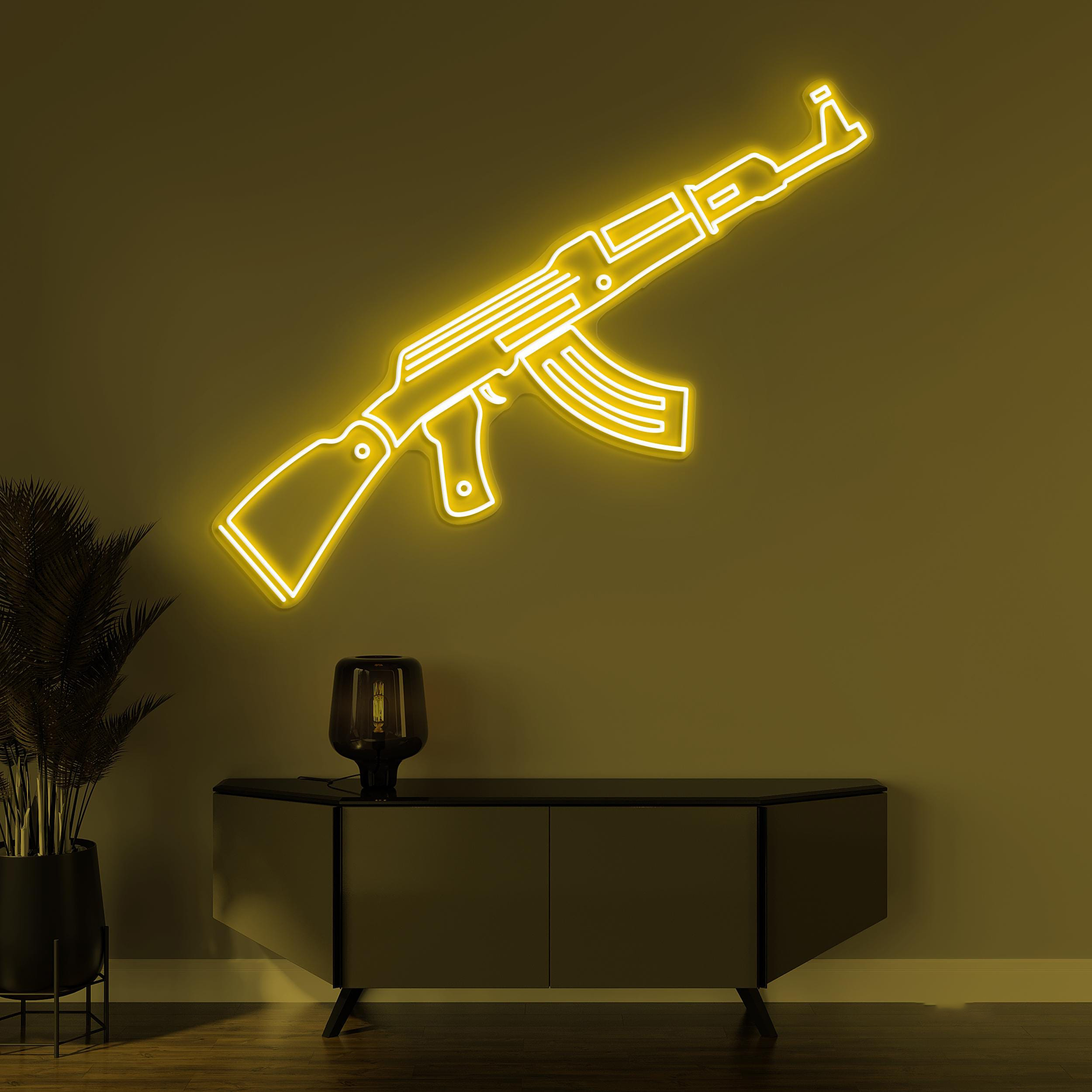 AK-47 Neon Sign, AK-47 LED Light, Gun Wall Decor, Office Wall Art, Led Neon Light, Home Wall Decor, Personalized Sign, Game Room Wall Art
