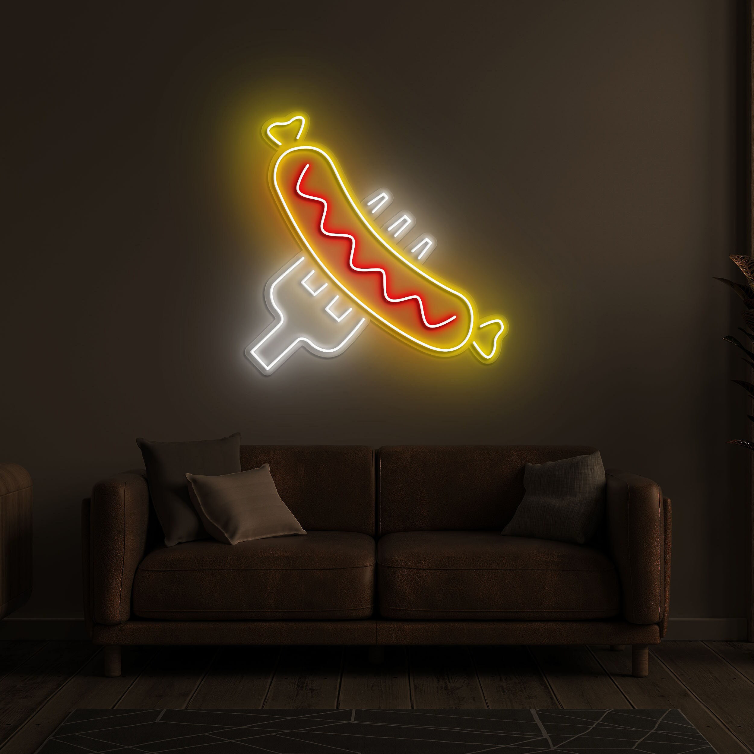 Hotdog Neon Sign, LED Light for Hotdog Fans, Wall Decor for Restaurant or Kitchen, Neon Lights for Hotdog Shop, Birthday Party Gift Wall Art