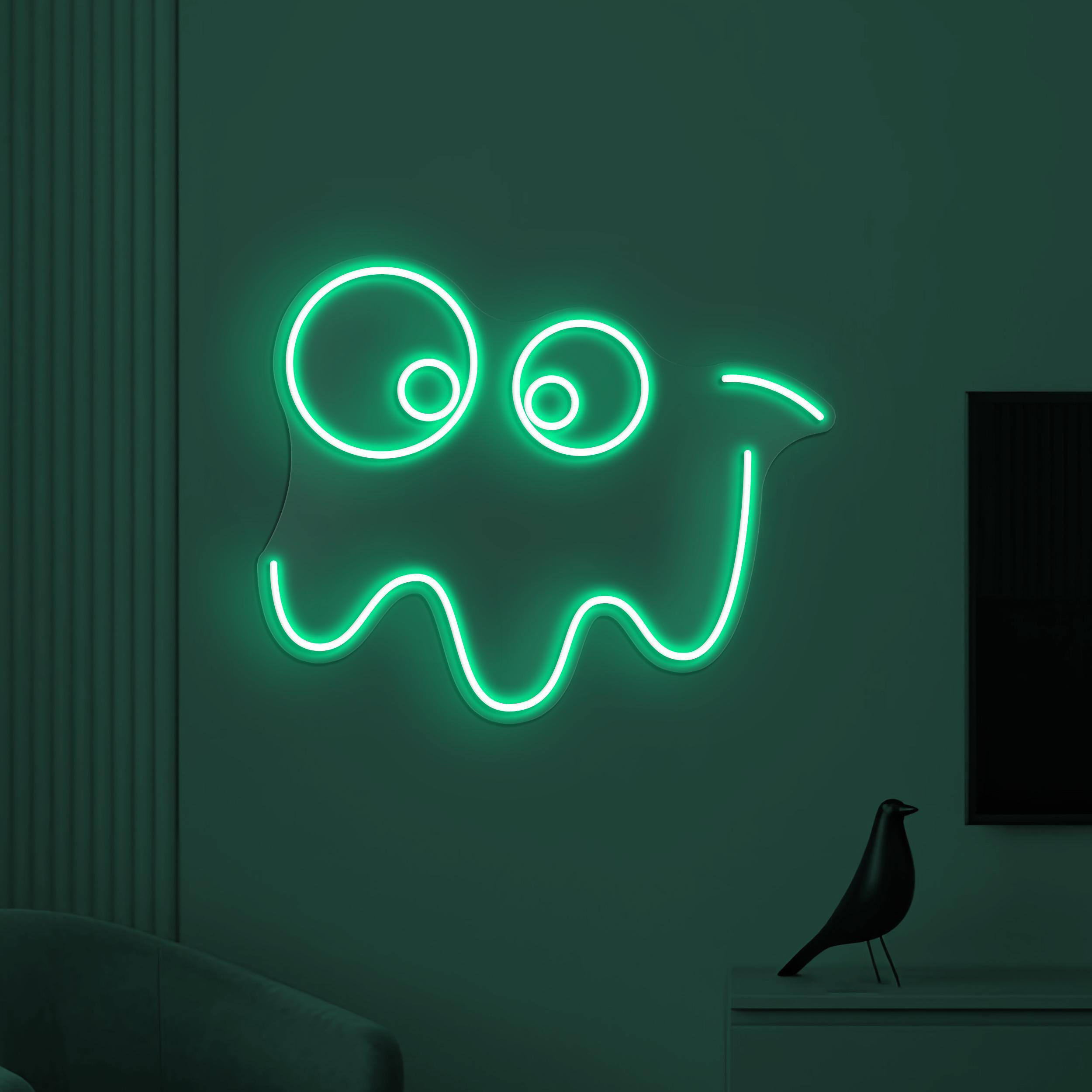 Ghost Emoji Neon Sign, Ghost Emoji LED Light, Zigzag Lips Wall Art, Spooky Face Wall Decor, Custom SIgn, Home Wall Art, Game Room Neon Light