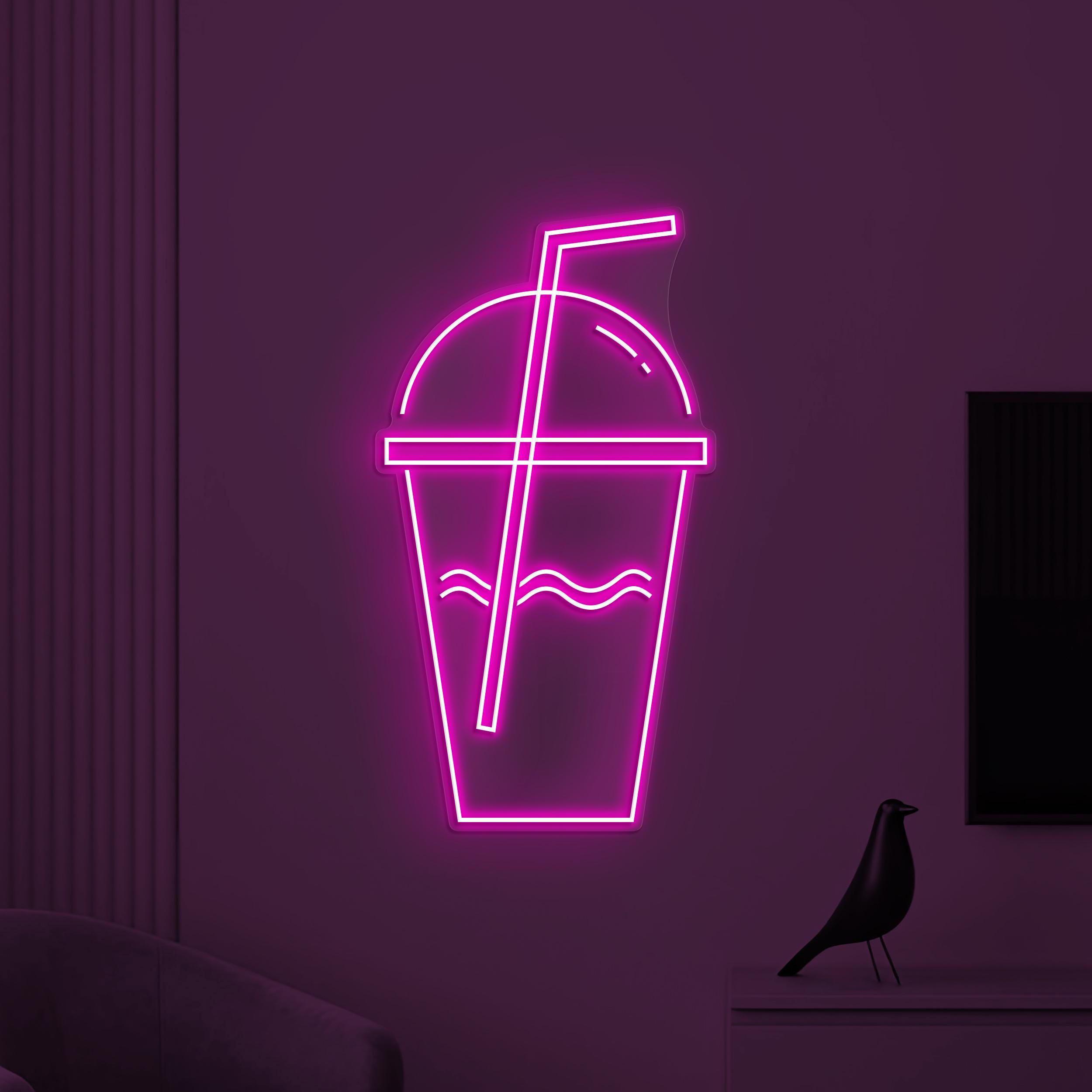 Drink Cup Neon Sign, Drink Coffee LED Light, Coffee Wall Decor, Coffee Time Wall Art, Bar, Cafe & Drink Corner Light, Kitchen Neon Wall Art