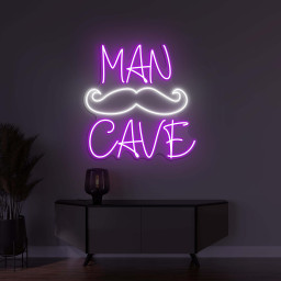 Man Cave Neon Sign, Man Cave Light, Man Cave Bar Wall Decor, Mustache Wall Art, Beer Cave Gift for Men, Gifts for Dad, Man Cave Pub Bar Art
