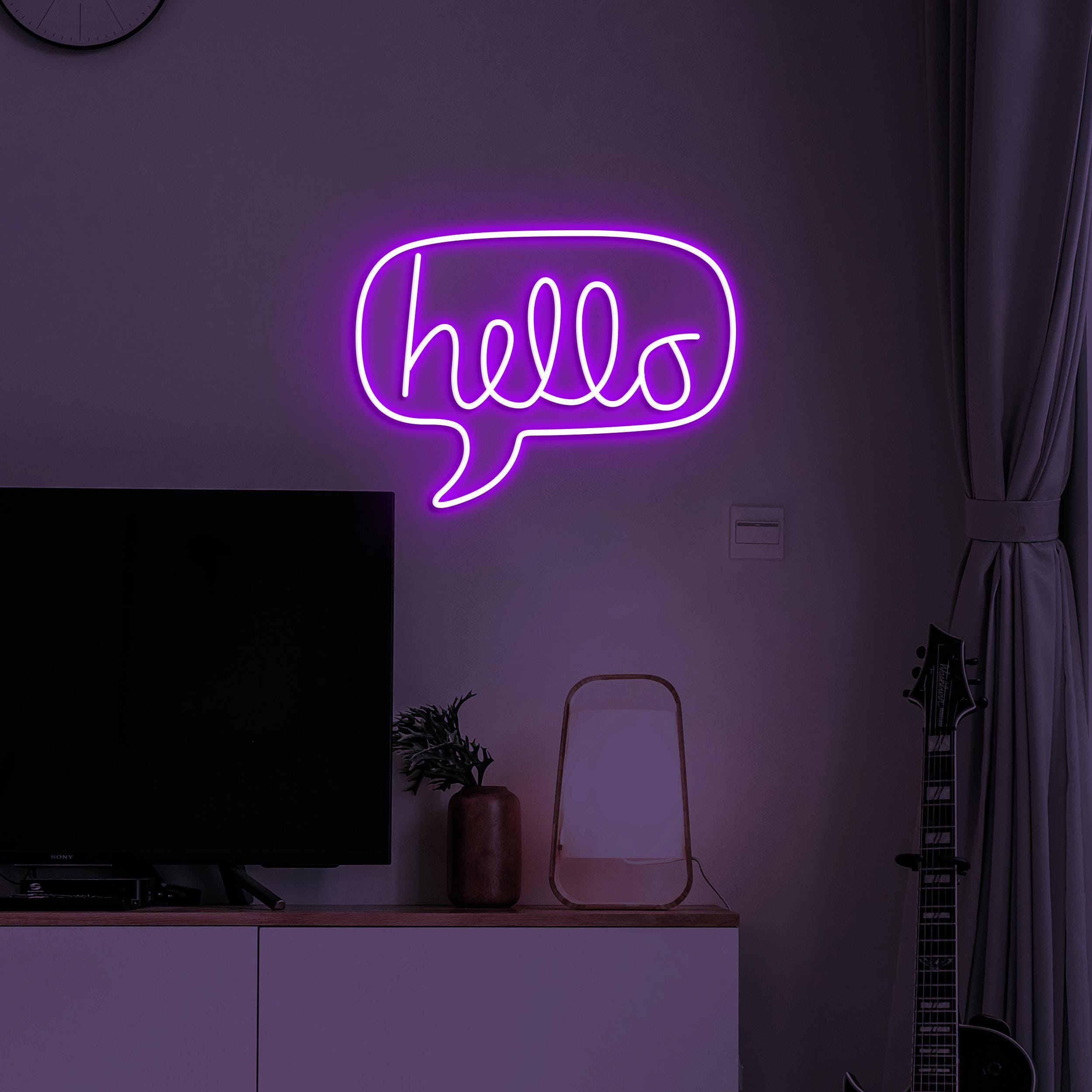Hello Neon Sign, Hello LED Light, Hello Message Wall Decor, Welcome Wall Art, Chat Box Neon Light, Boy and Girl Room Decor, Entryway Sign