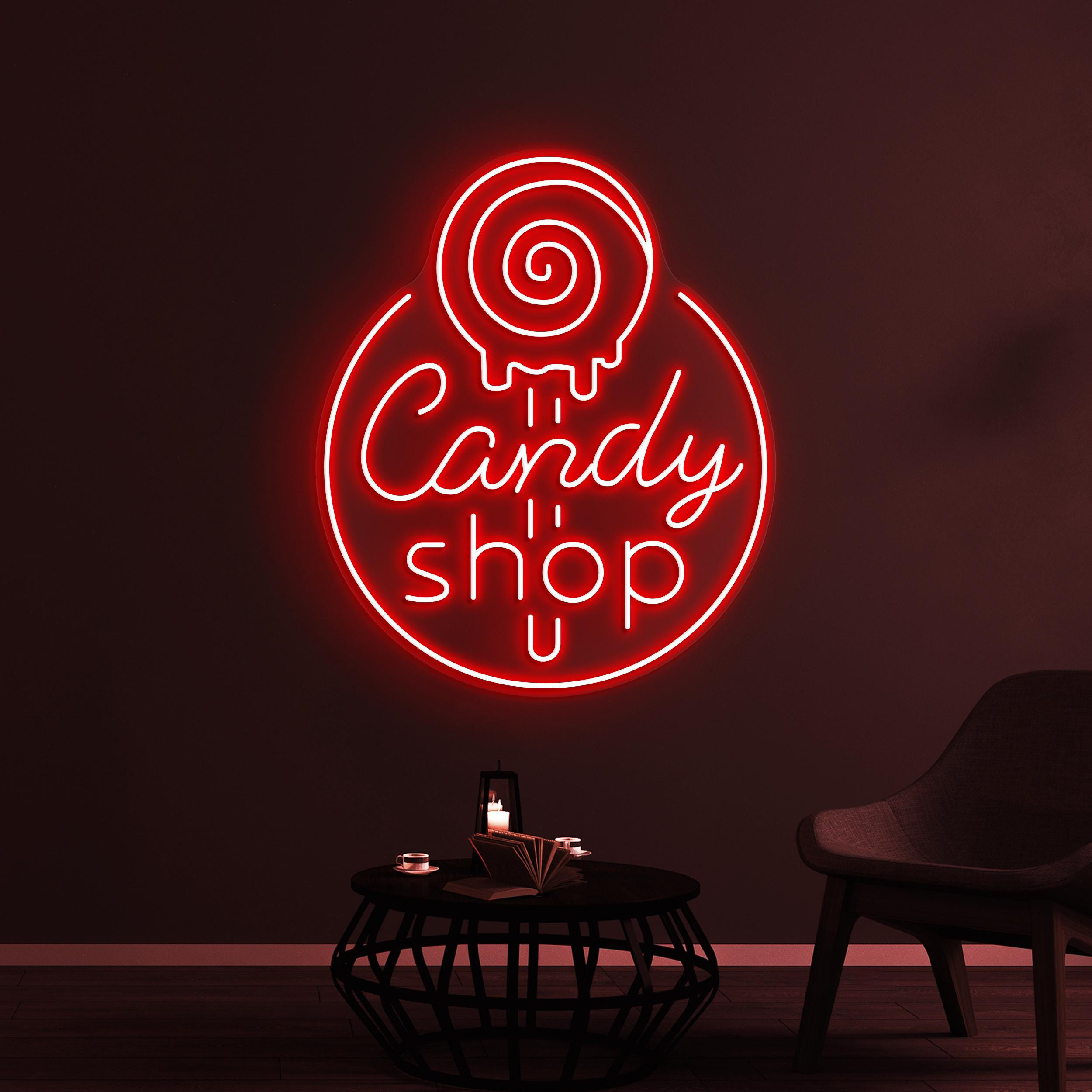 Candy Shop Neon Sign, Candy Shop LED Sign, Lollipop Candy Wall Decor, Candy Shop Logo Sign, Dessert Shop Art, Christmas Party Wall Decor