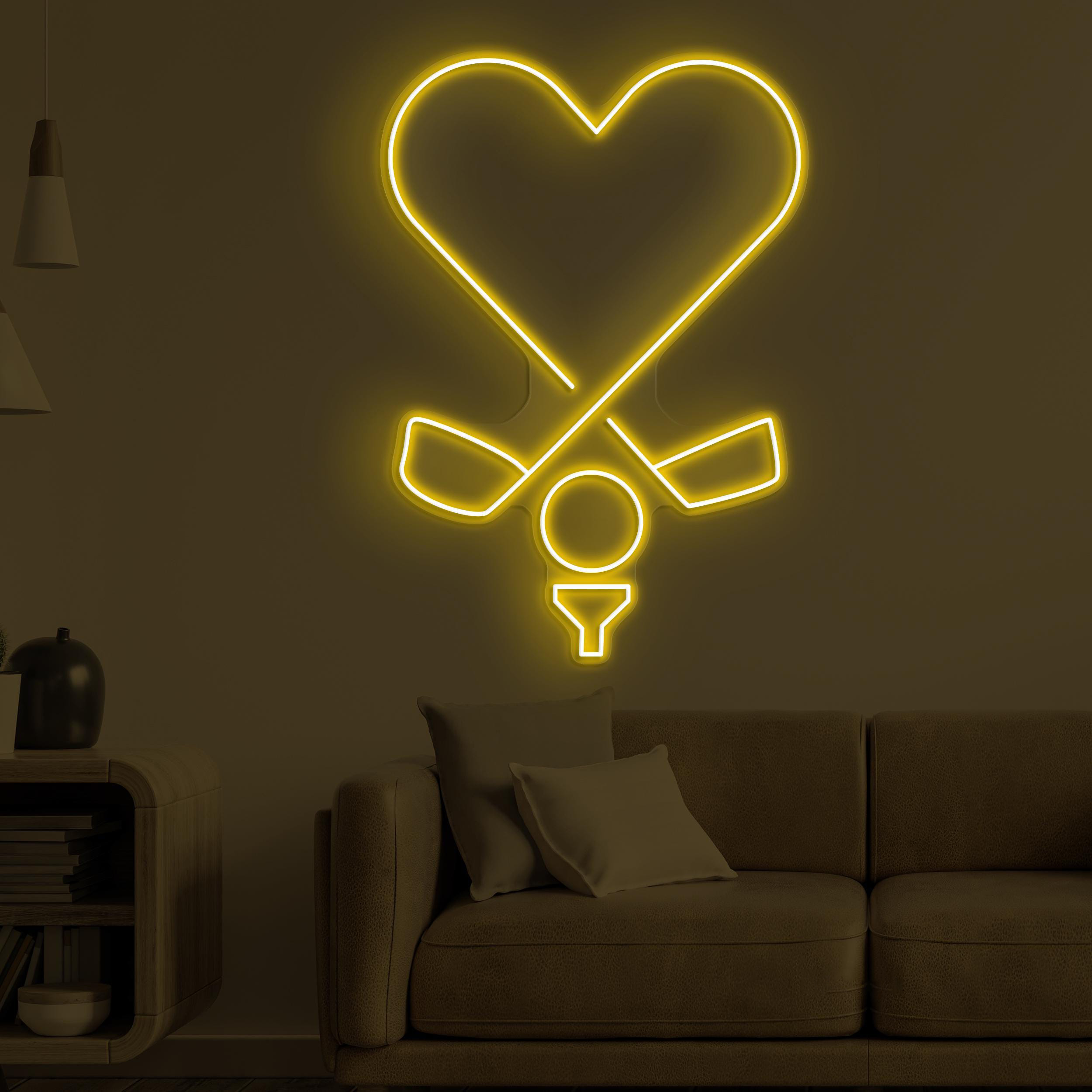 Golf With Heart Neon Sign, Golf With Heart LED Light, Golf Lover LED Wall Art, Heart of Golf Neon Light, Cafe & Bar Neon Decor, Home Decor