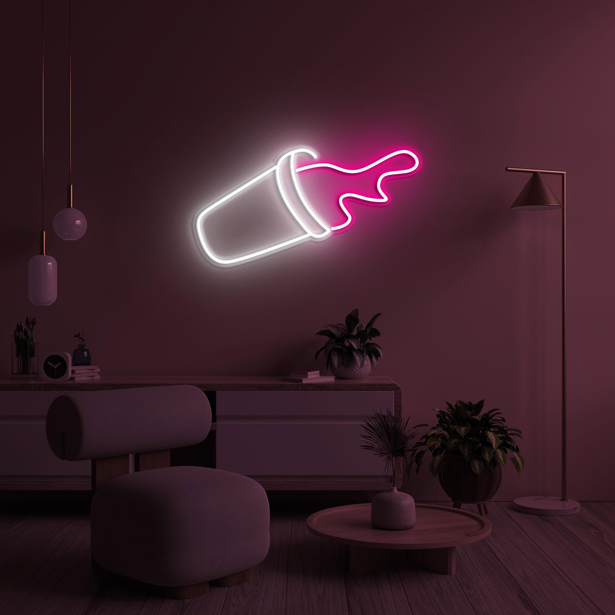 Spilled Drink Neon Sign, Spilled Drink Light, Cup Overflow LED Neon Art, Drink Corner Wall Art, Cafe LED Sign, Custom Sign, Game Room Decor