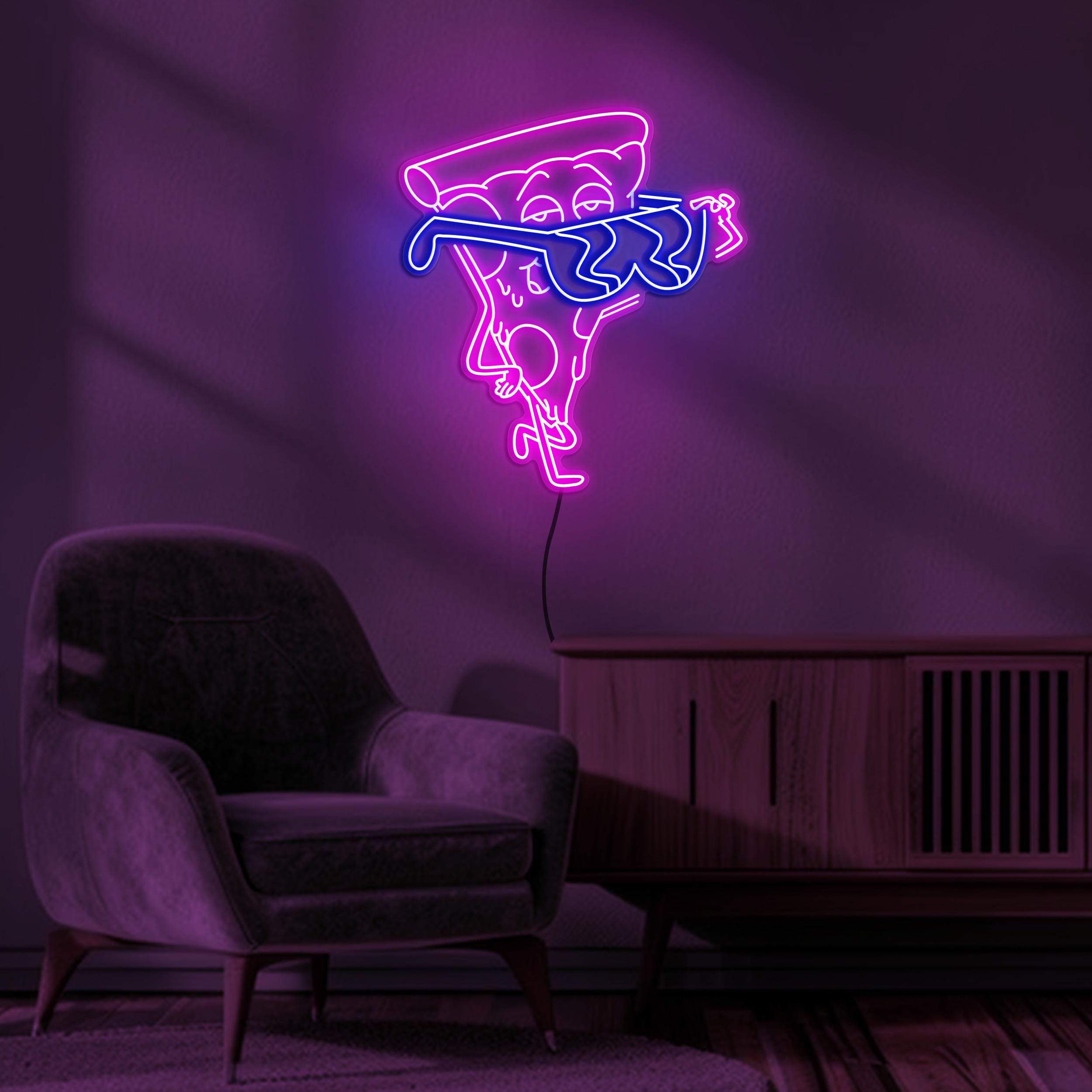 Pizza with Glasses Neon Sign, Pizza With Glasses LED Light, Pizza Party Neon Sign, Pizza Cafe Decor, Pizza Slice Wall Art, Pizza Lover Gift