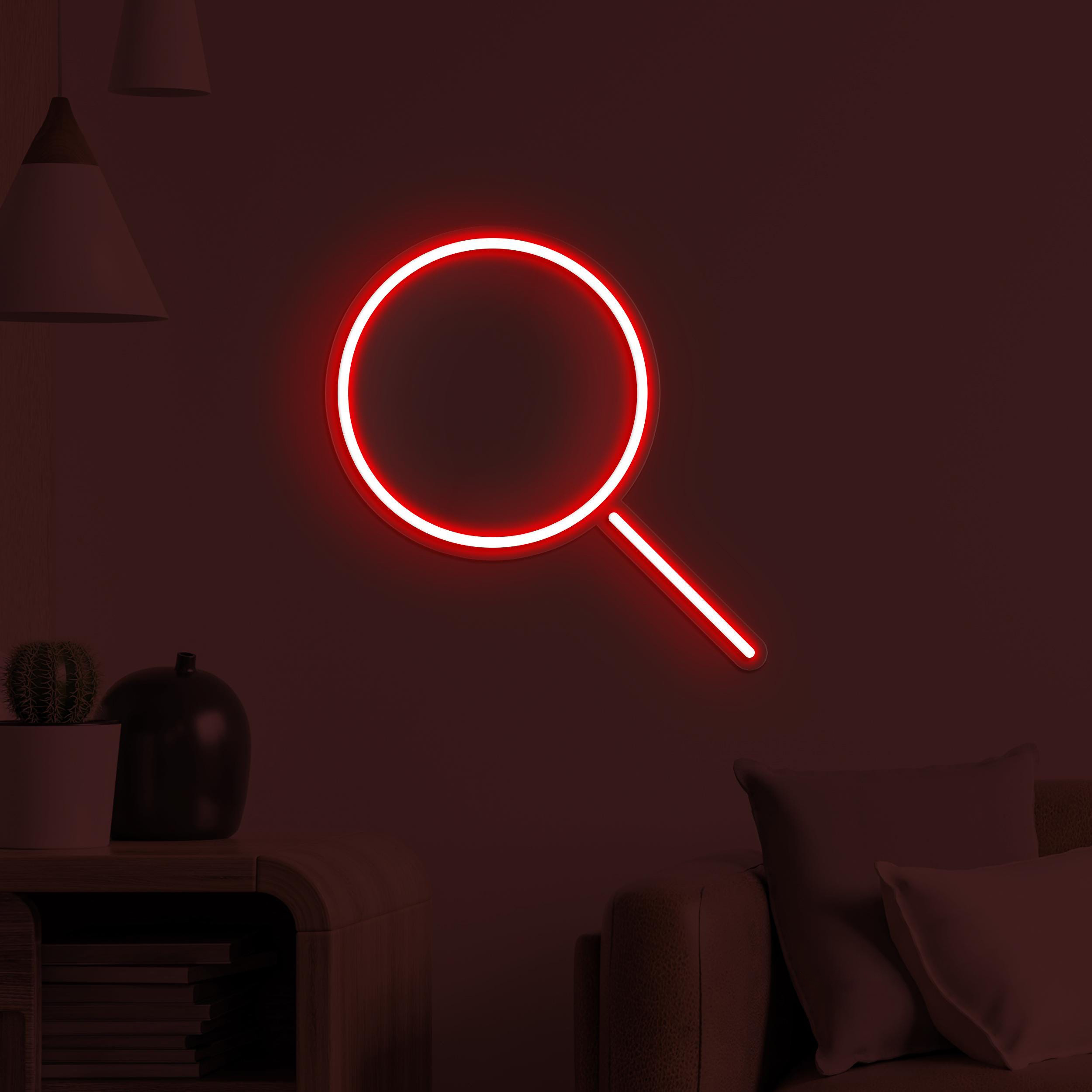 Magnifying Glass Neon Sign, Magnifying Glass LED Light, Led Wall Decor, Scientist Neon Light, Search Light Wall Art, Home Neon Decor, Gift