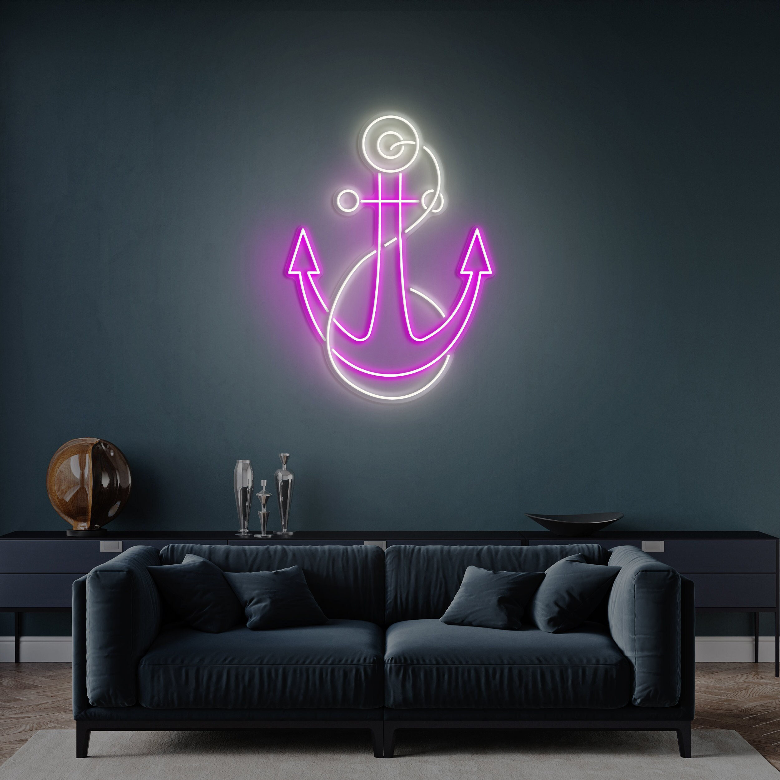 Anchor Neon Sign, Anchor Neon Light, Beach Club Decor, Sailor Bedroom Wall Art, Maritime Neon for Beach House Decoration, Gift, Party Decor