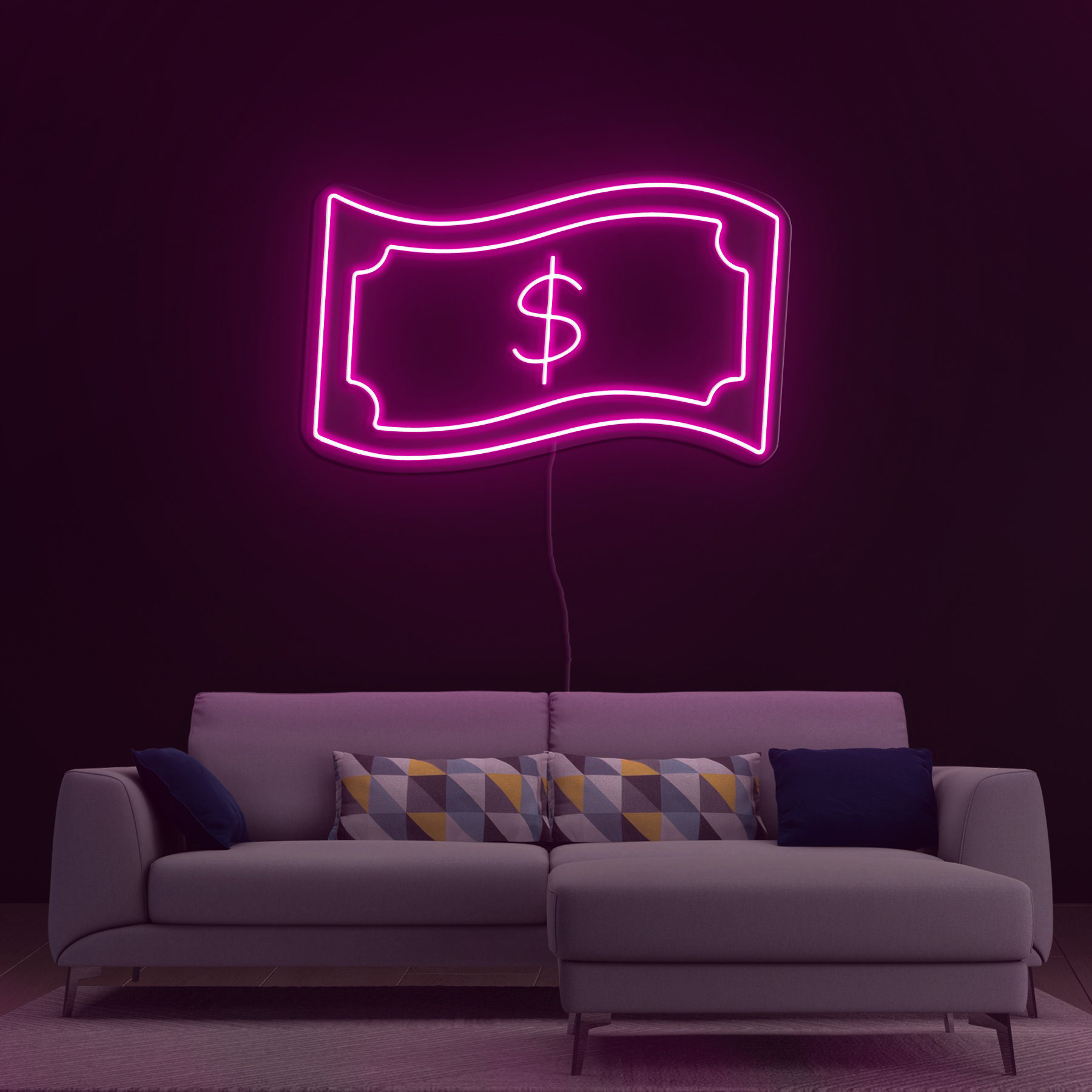 Dollar Neon Sign, LED Wall Decor for Bedroom or Bar, Money Neon Art, Custom Dollar Sign, Cash-Themed Wall Art, Gift for Him, Neon Light Sign