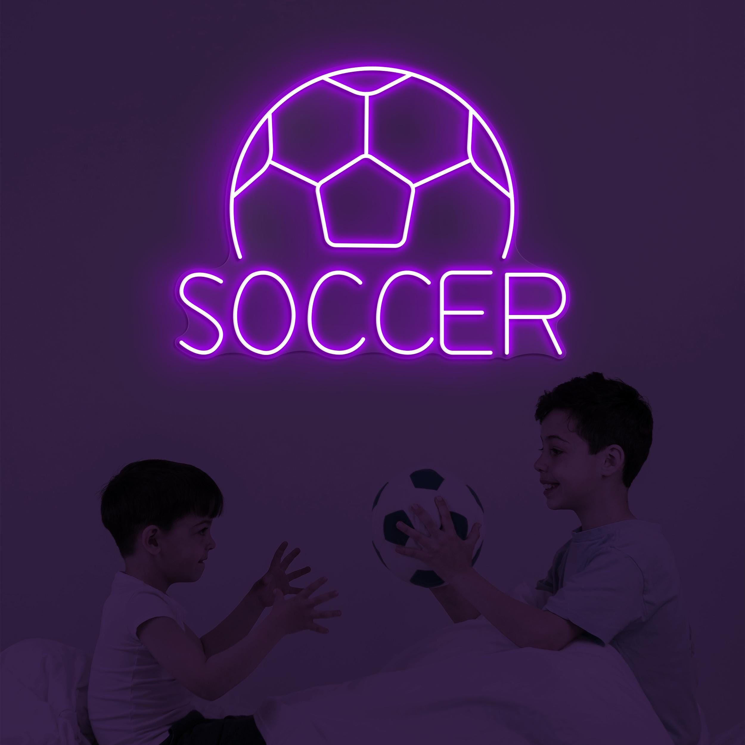 Soccer Neon Sign, Soccer LED Light, Soccer Logo Wall Art, Goal Wall Decor, Game On Neon Sign, Birthday Gift for Soccer Lover, Game Room Art