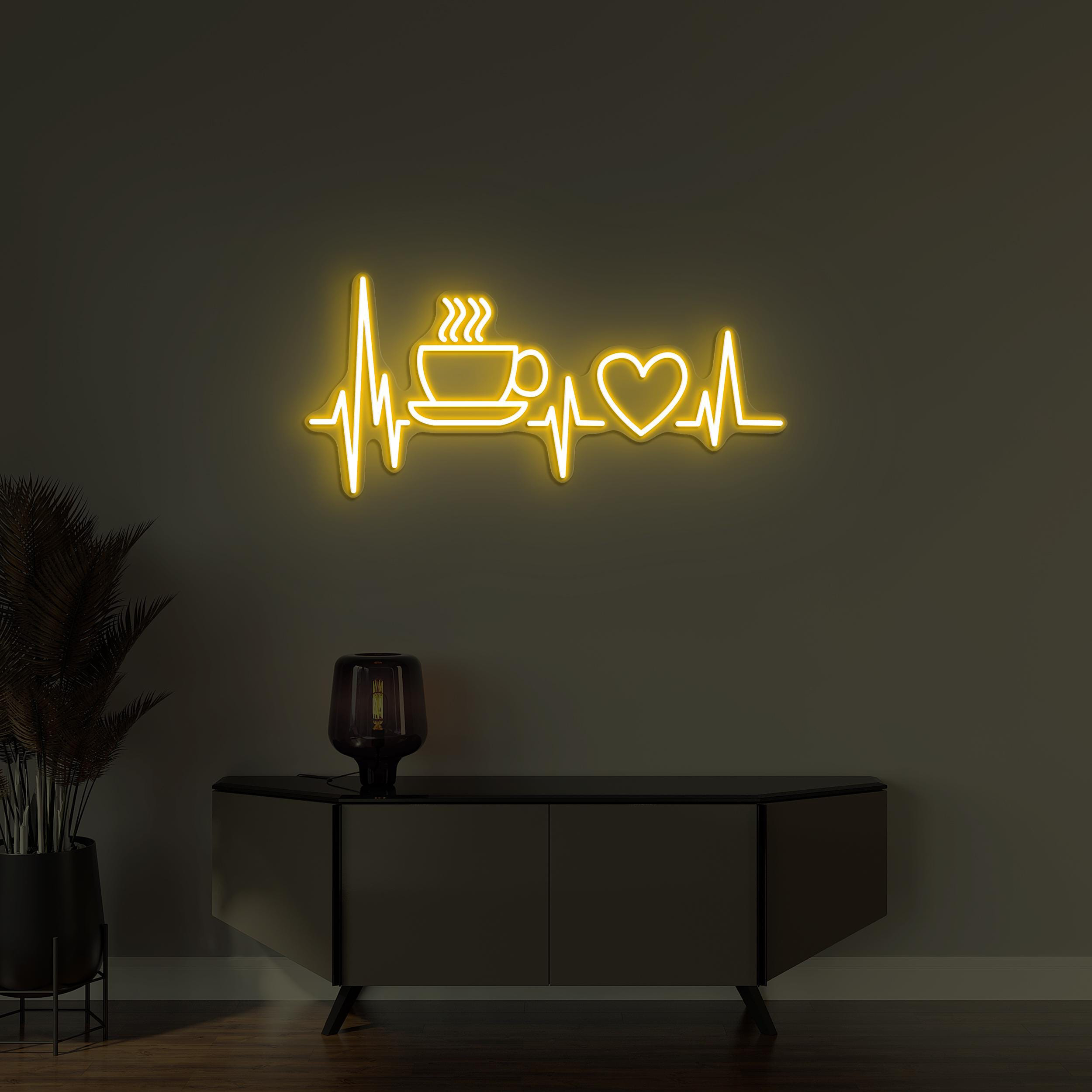 Coffee Heartbeat Neon Sign, Coffee Heartbeat LED Light, Heart Wall Decor, Cafe Coffee Neon Light, Coffee Shop Wall Decor, Coffee Lover Gifts