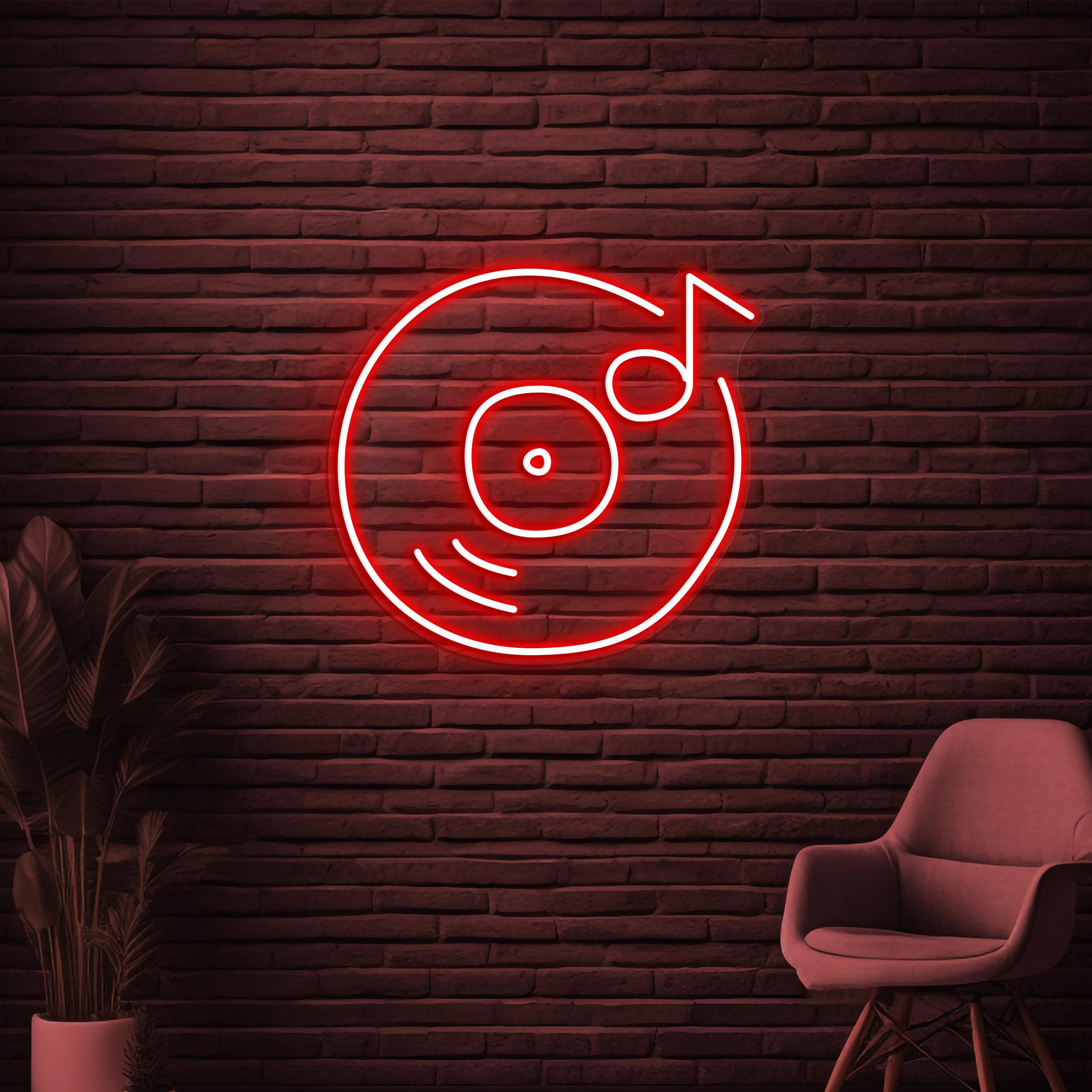 Vinyl Record Neon Sign, Vinyl Record LED Light, Music Records Wall Decor, DJ Neon Sign, Music Studio Wall Art, Bar Nightclub Neon Light