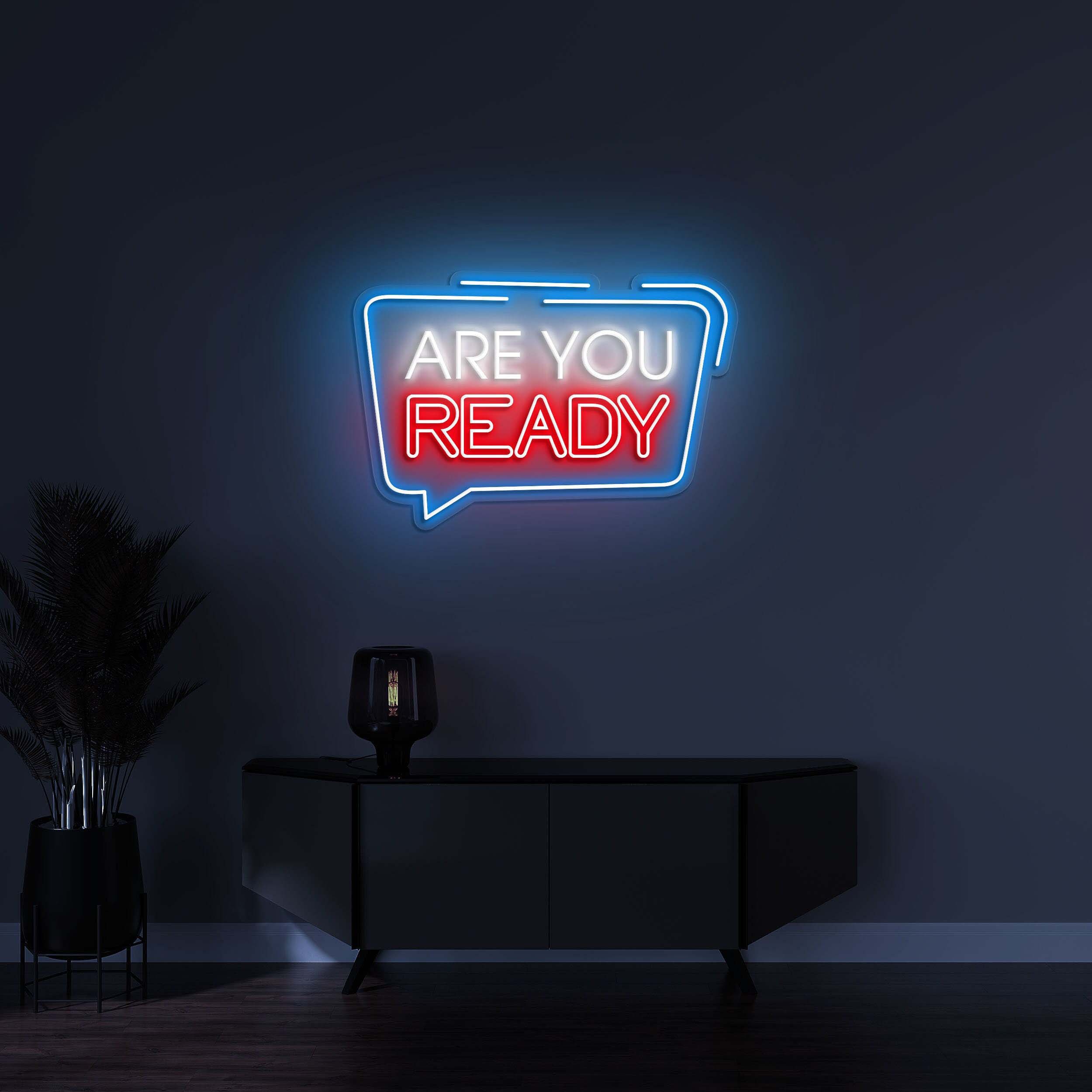 Are You Ready Neon Light, LED Sign for Gym, Game Room, Home, Office, Event Spaces, Wall Decor for Readiness and Motivation, Neon Light Decor